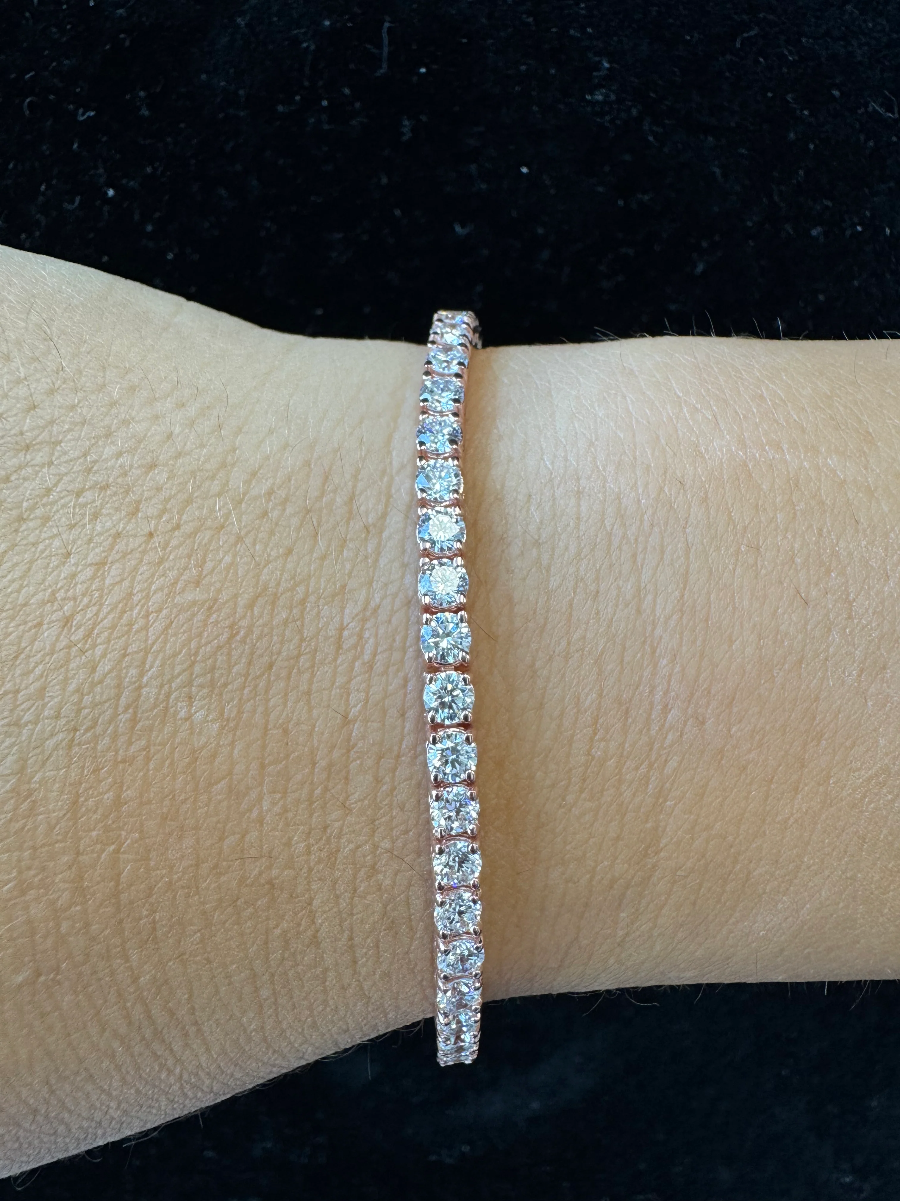 4 Prong Round Cut Lab-Grown Diamond Tennis Bracelet 18K Solid Gold - Image 11