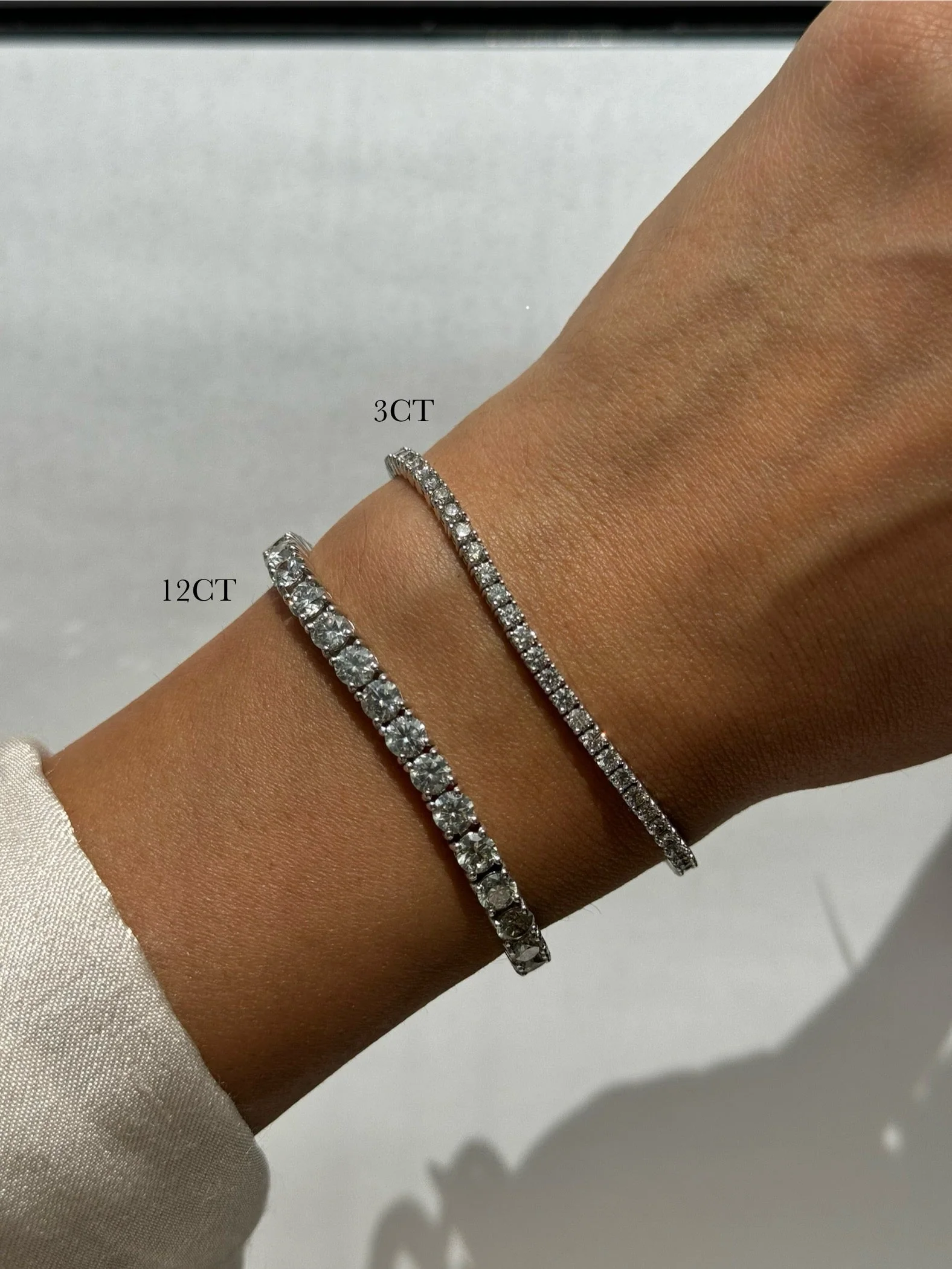 4 Prong Round Cut Lab-Grown Diamond Tennis Bracelet 14K Solid Gold - Image 12