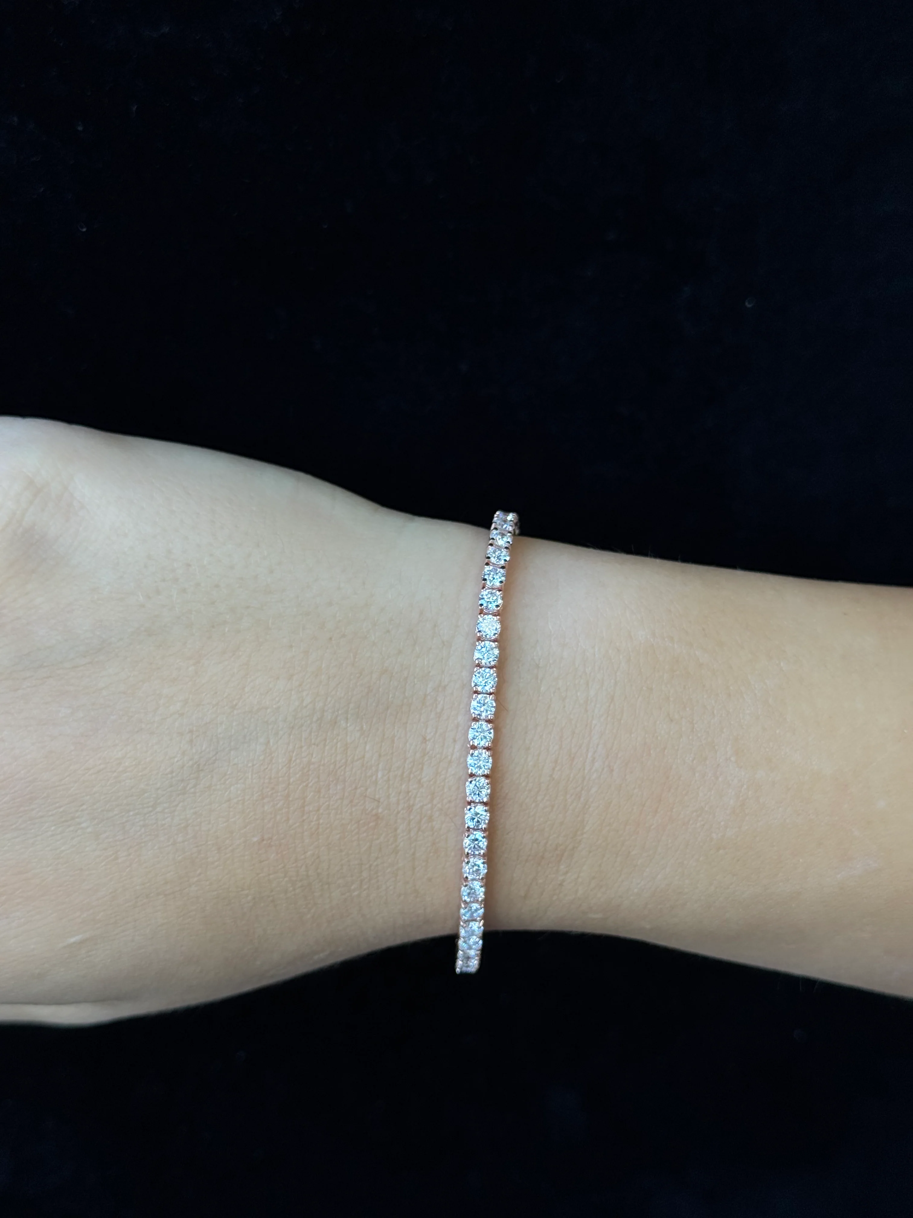 4 Prong Round Cut Lab-Grown Diamond Tennis Bracelet 18K Solid Gold - Image 7