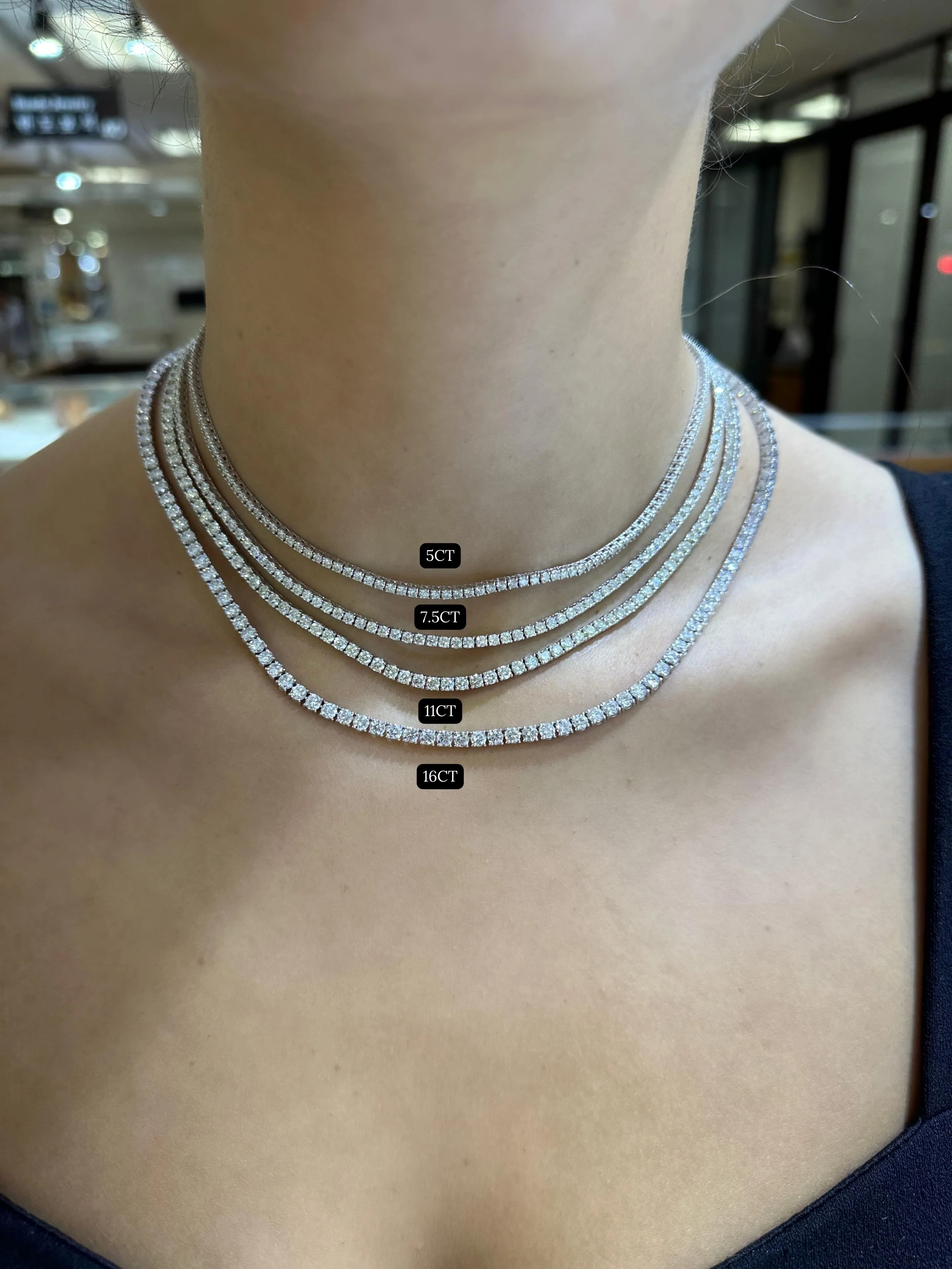 Round Cut Lab-Grown Diamond Tennis Necklace 4-Prong 14K Solid Gold - Image 3