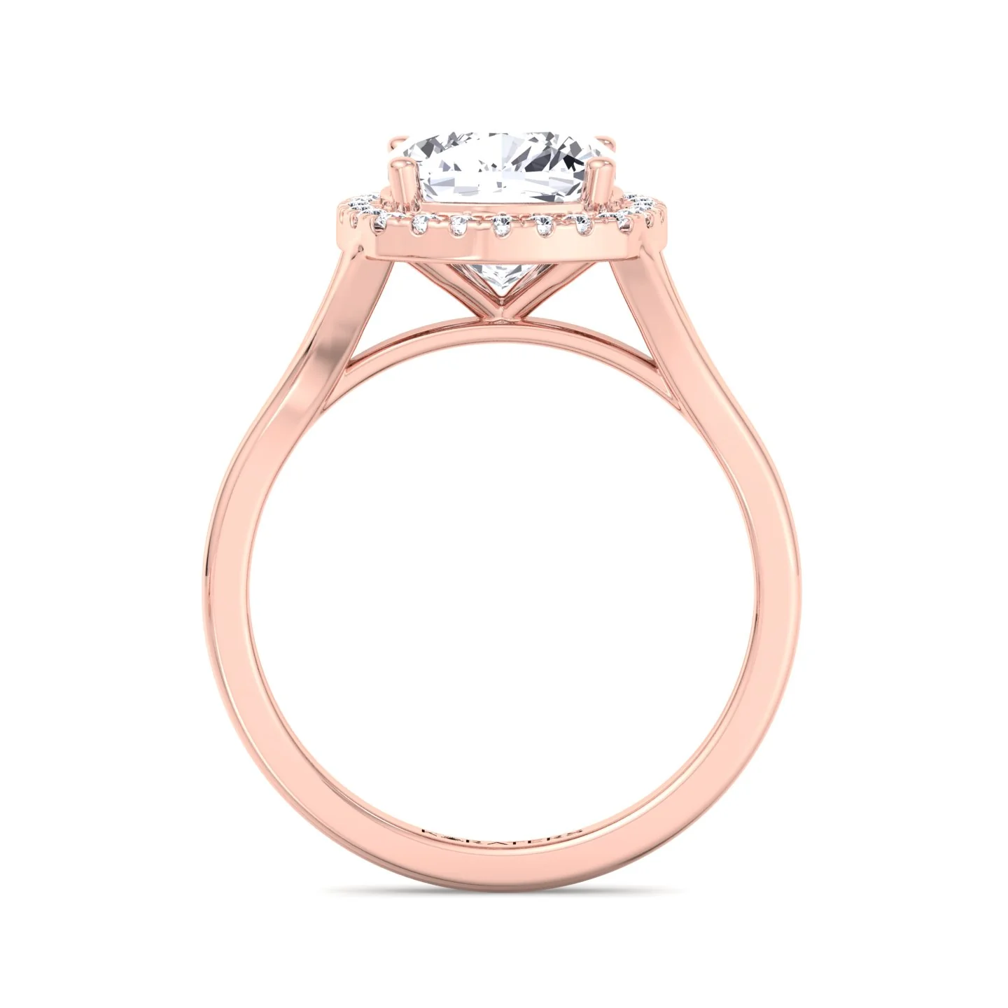 Cushion Cut Lab Grown Diamond Solitaire Engagement Ring With Halo - Image 11