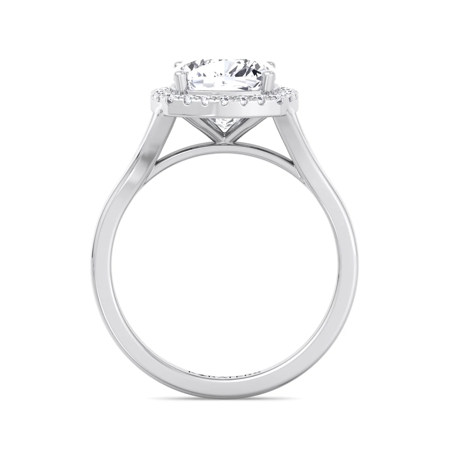 Cushion Cut Lab Grown Diamond Solitaire Engagement Ring With Halo - Image 5