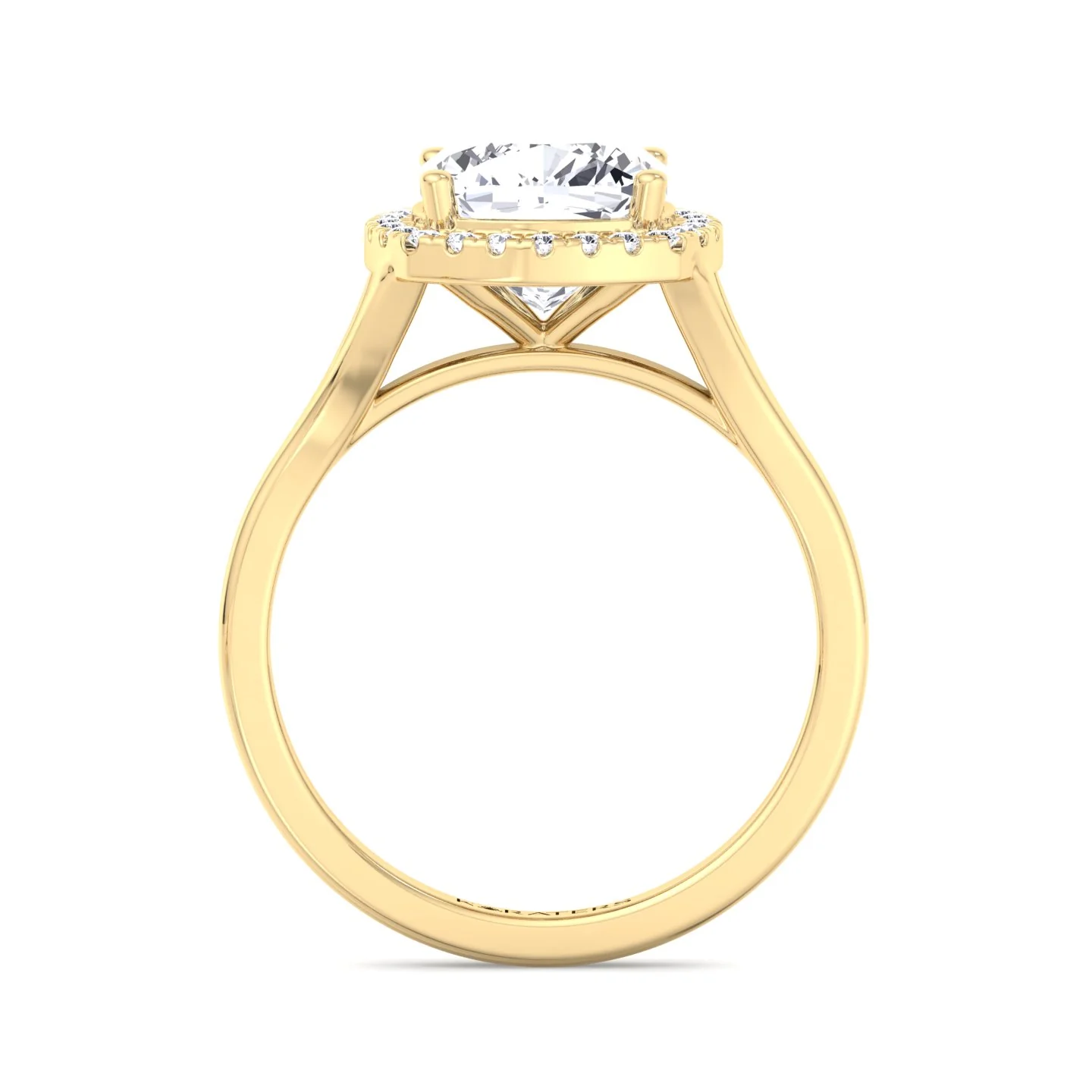 Cushion Cut Lab Grown Diamond Solitaire Engagement Ring With Halo - Image 8