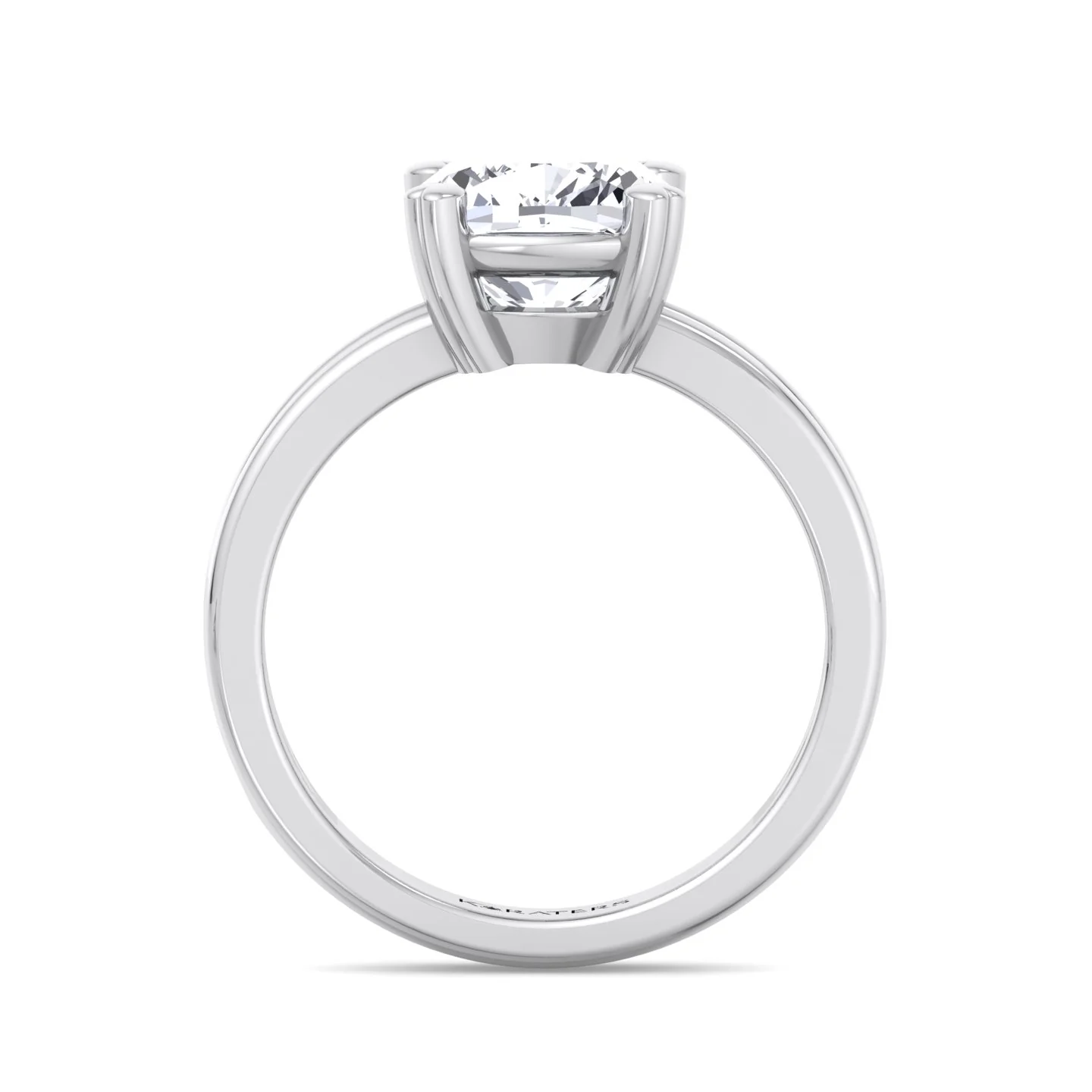 Cushion Cut Solitaire Lab Grown Diamond Engagement Ring with Double Band - Image 4