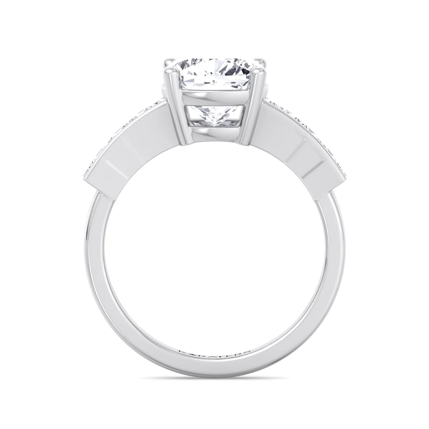 Cushion Cut Lab Grown Diamond Engagement Ring With Channel Band - Image 4