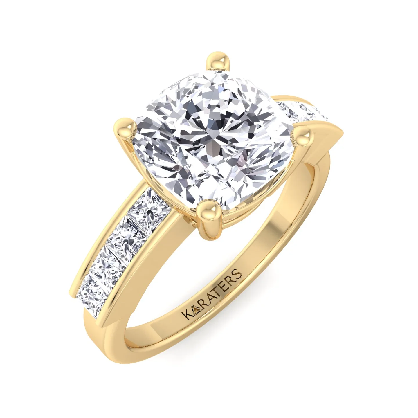 Cushion Cut Lab Grown Diamond Engagement Ring With Channel Band - Image 9