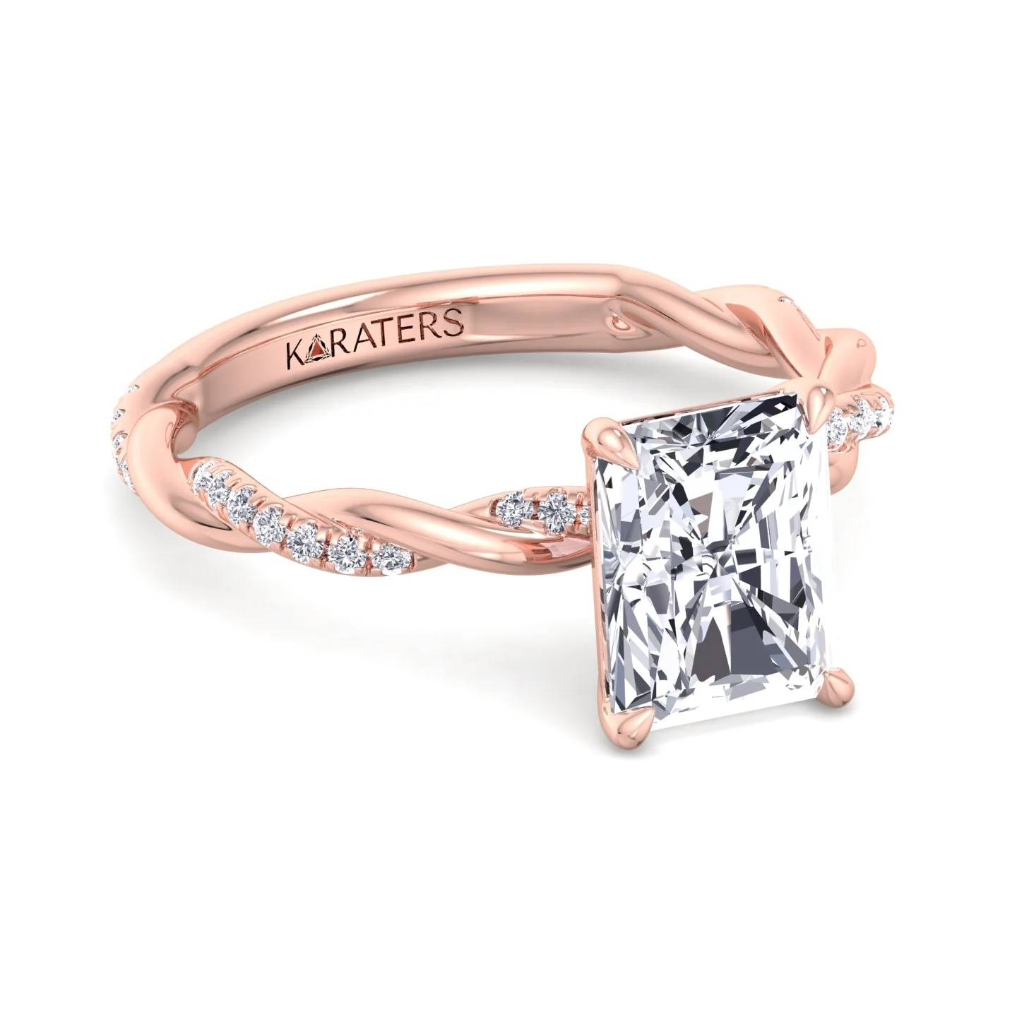 Radiant Cut Lab Grown Diamond Engagement Ring With Twist Band - Image 13