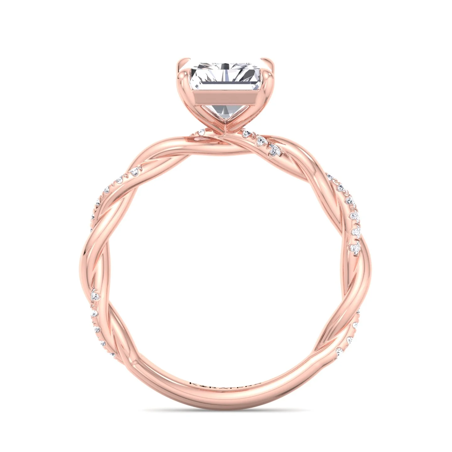 Radiant Cut Lab Grown Diamond Engagement Ring With Twist Band - Image 14