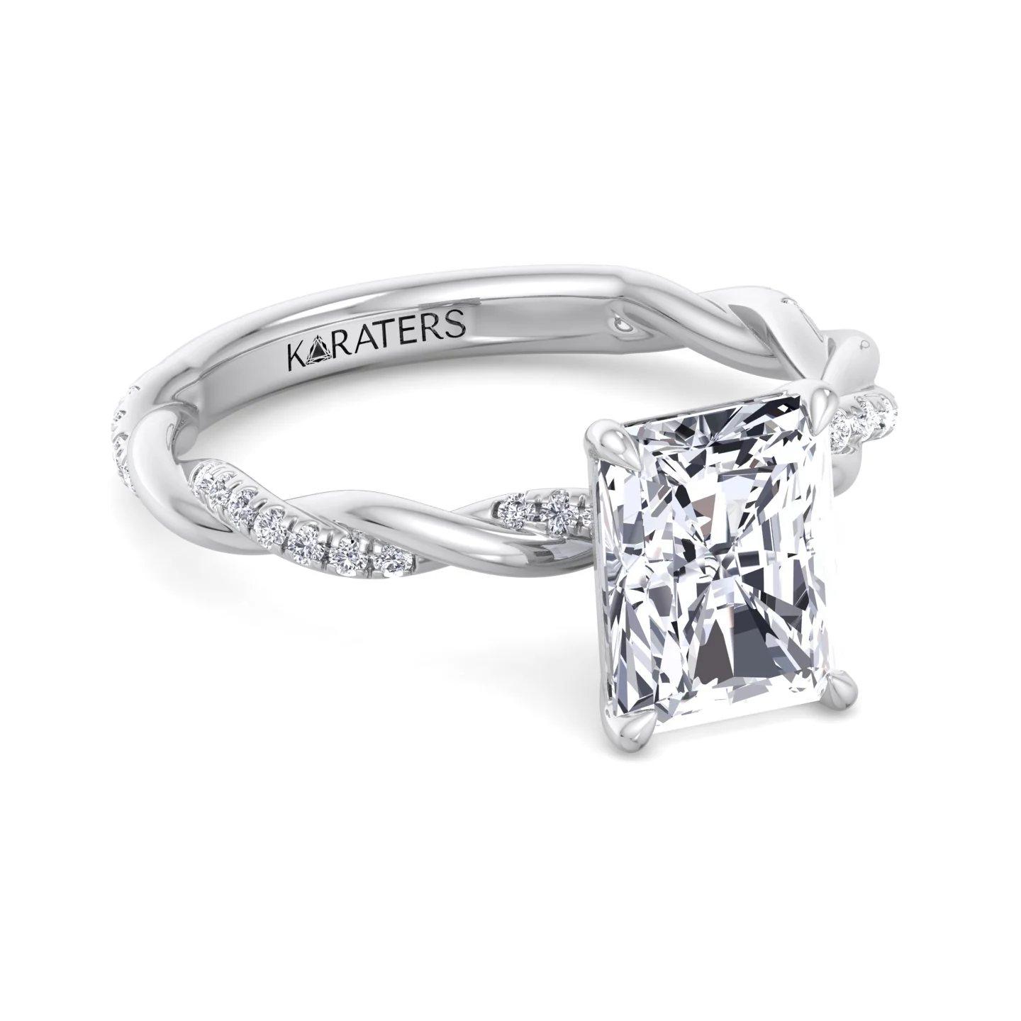 Radiant Cut Lab Grown Diamond Engagement Ring With Twist Band - Image 4