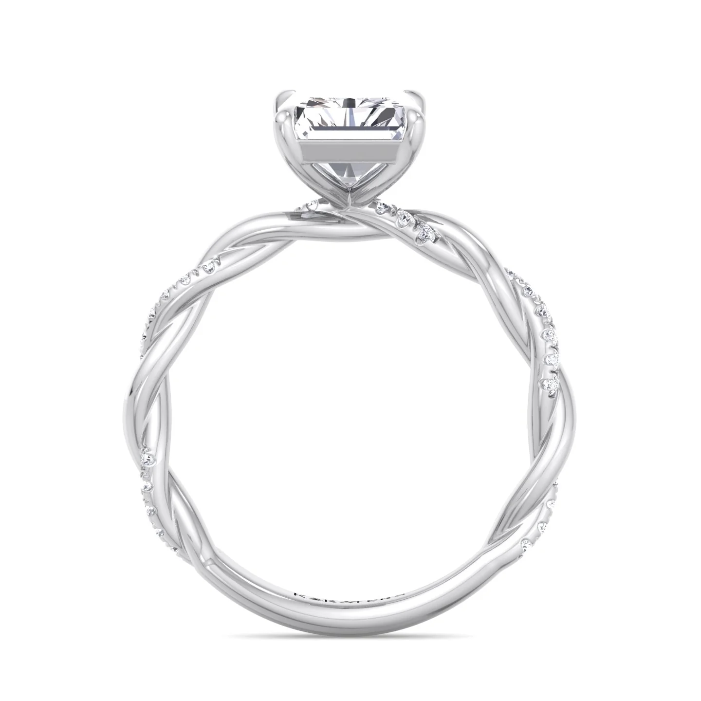 Radiant Cut Lab Grown Diamond Engagement Ring With Twist Band - Image 5