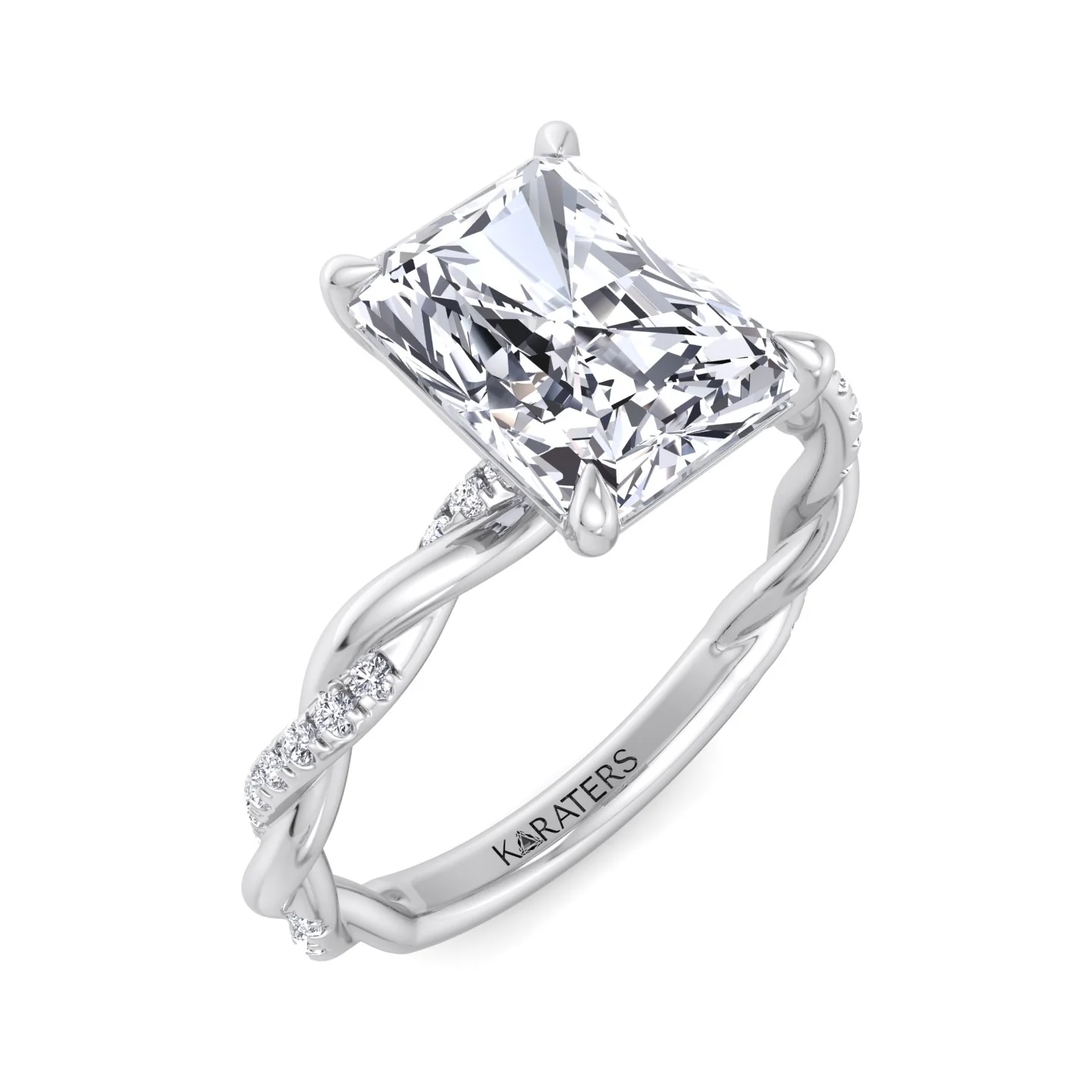 Radiant Cut Lab Grown Diamond Engagement Ring With Twist Band - Image 6