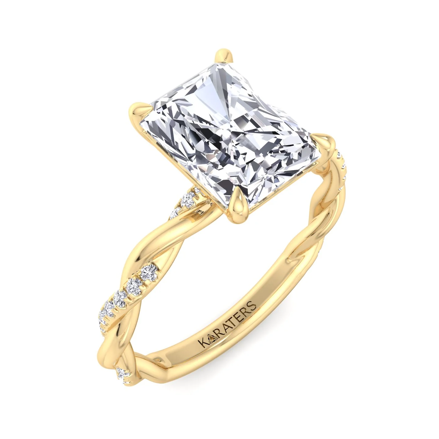 Radiant Cut Lab Grown Diamond Engagement Ring With Twist Band - Image 8