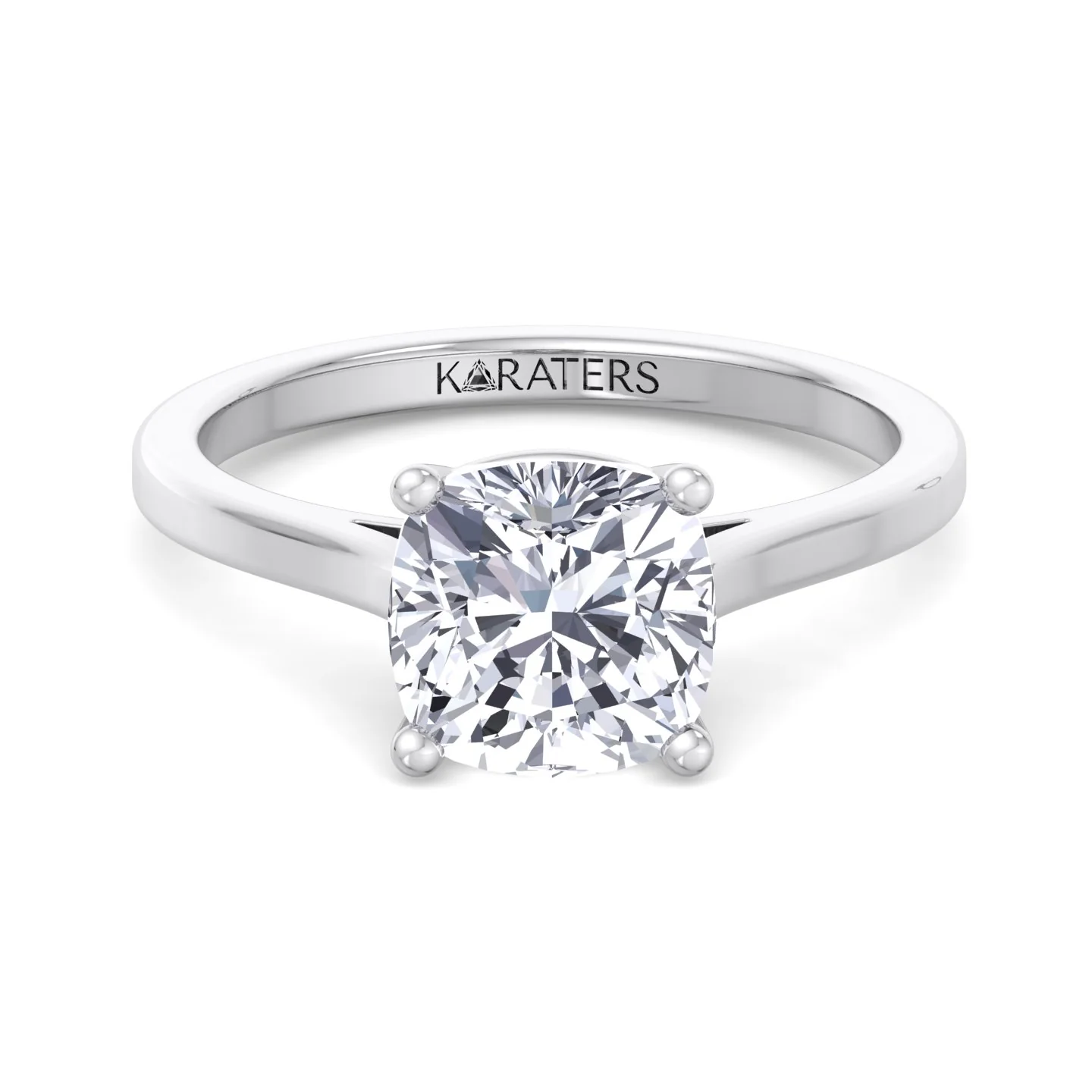 Cushion Cut Solitaire Lab Grown Diamond Engagement Ring - Image 3
