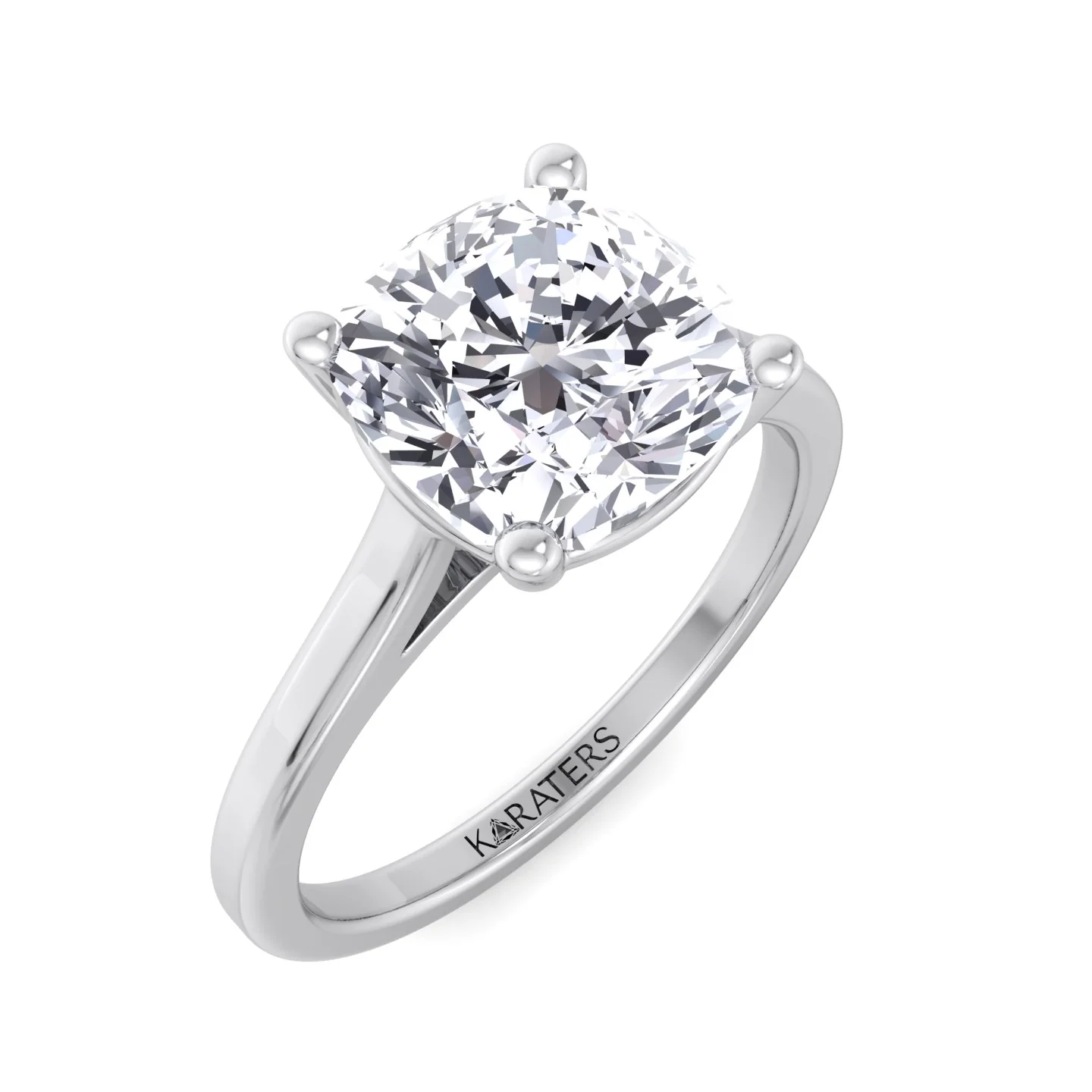 Cushion Cut Solitaire Lab Grown Diamond Engagement Ring - Image 5