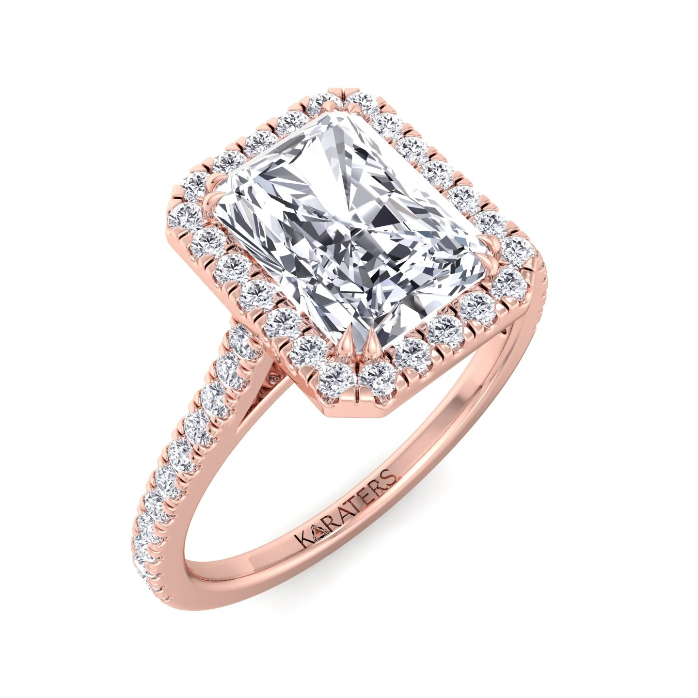 Radiant Cut Lab Grown Diamond Engagement Ring with Pave Band - Image 10