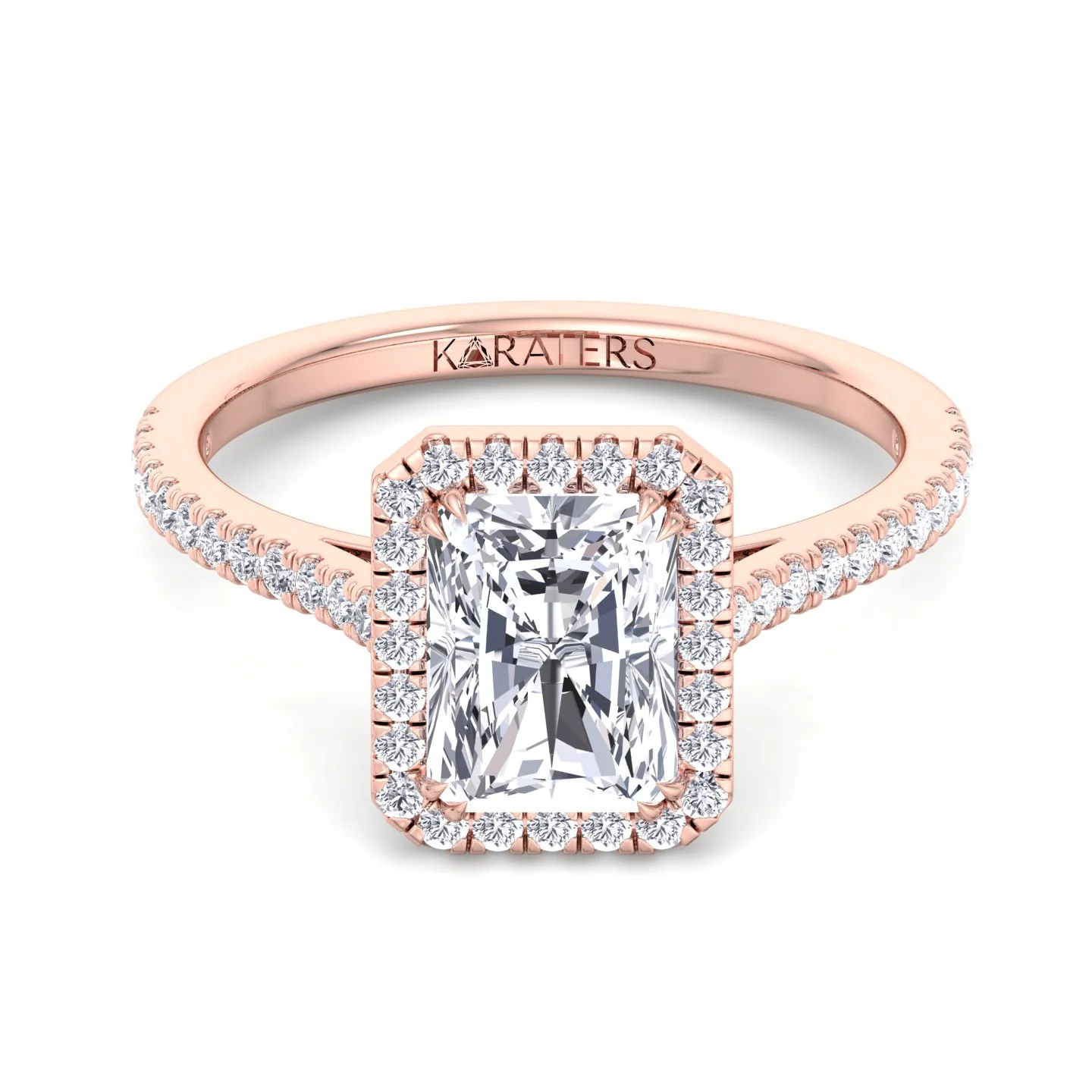 Radiant Cut Lab Grown Diamond Engagement Ring with Pave Band - Image 11