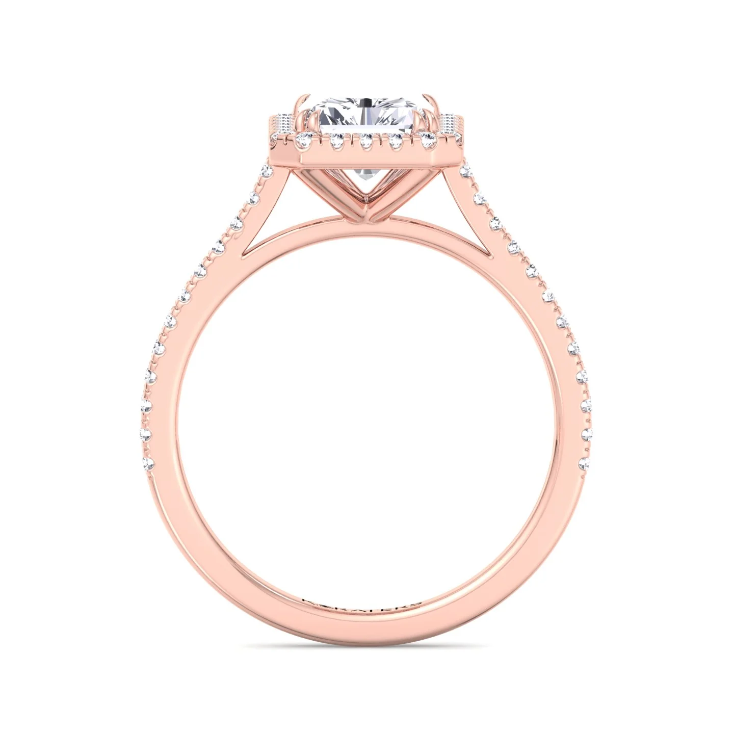 Radiant Cut Lab Grown Diamond Engagement Ring with Pave Band - Image 12