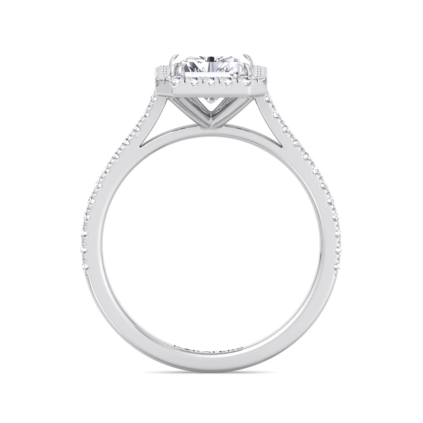 Radiant Cut Lab Grown Diamond Engagement Ring with Pave Band - Image 3