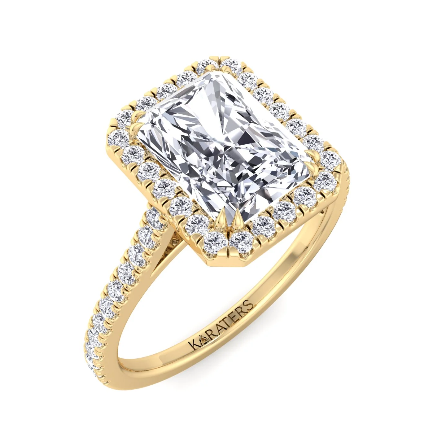 Radiant Cut Lab Grown Diamond Engagement Ring with Pave Band - Image 5