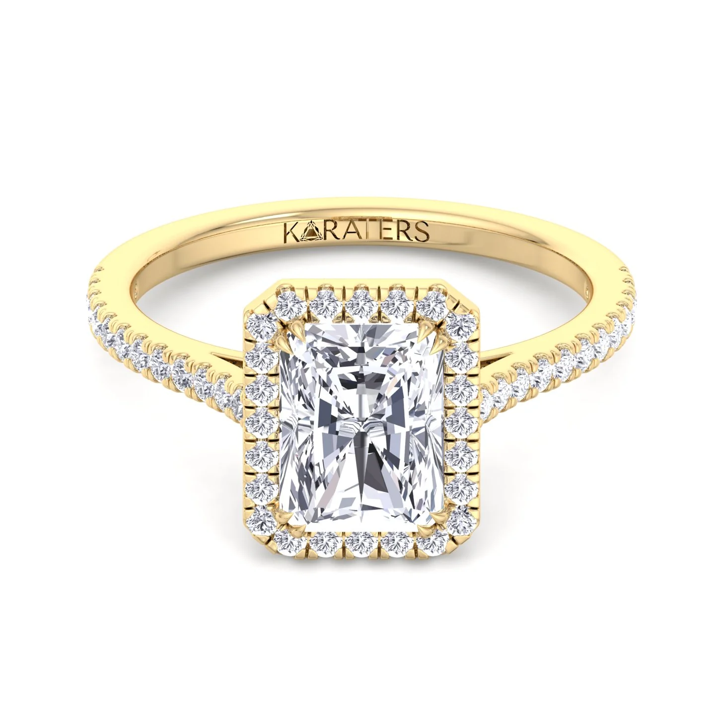 Radiant Cut Lab Grown Diamond Engagement Ring with Pave Band - Image 8