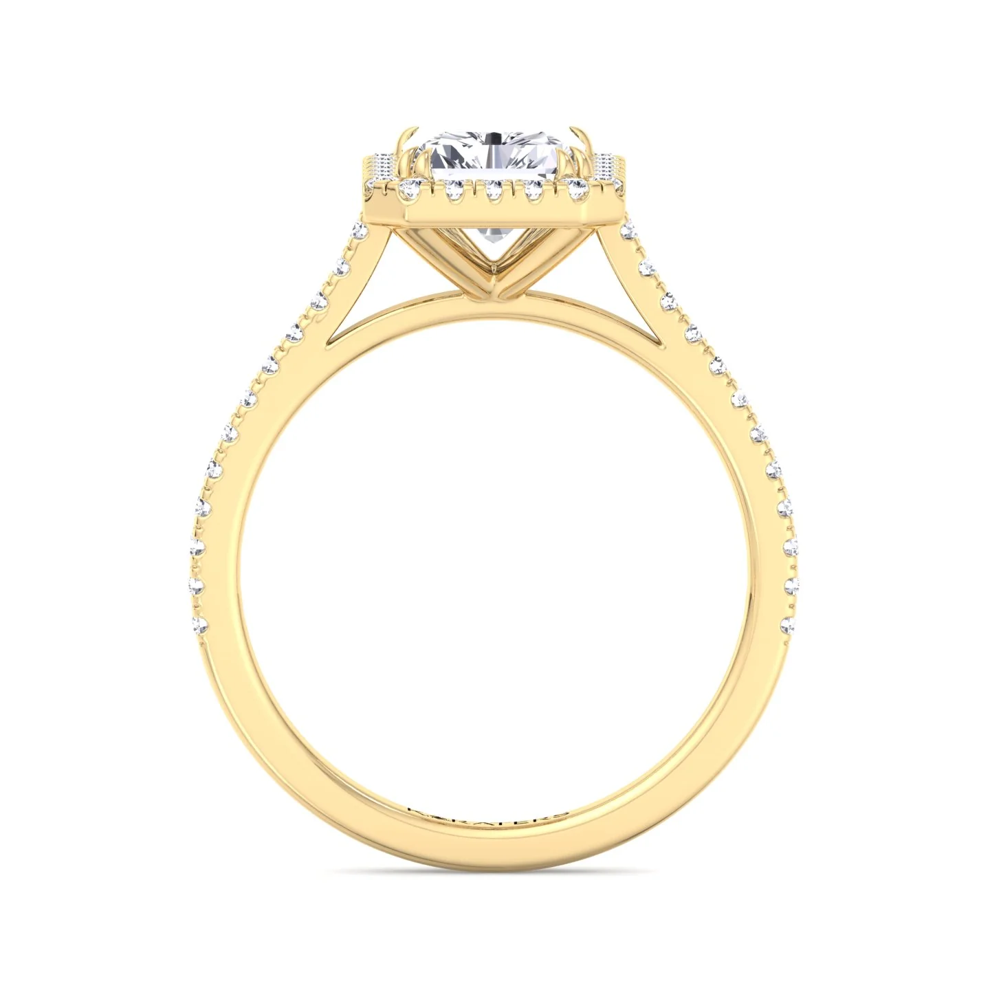 Radiant Cut Lab Grown Diamond Engagement Ring with Pave Band - Image 9