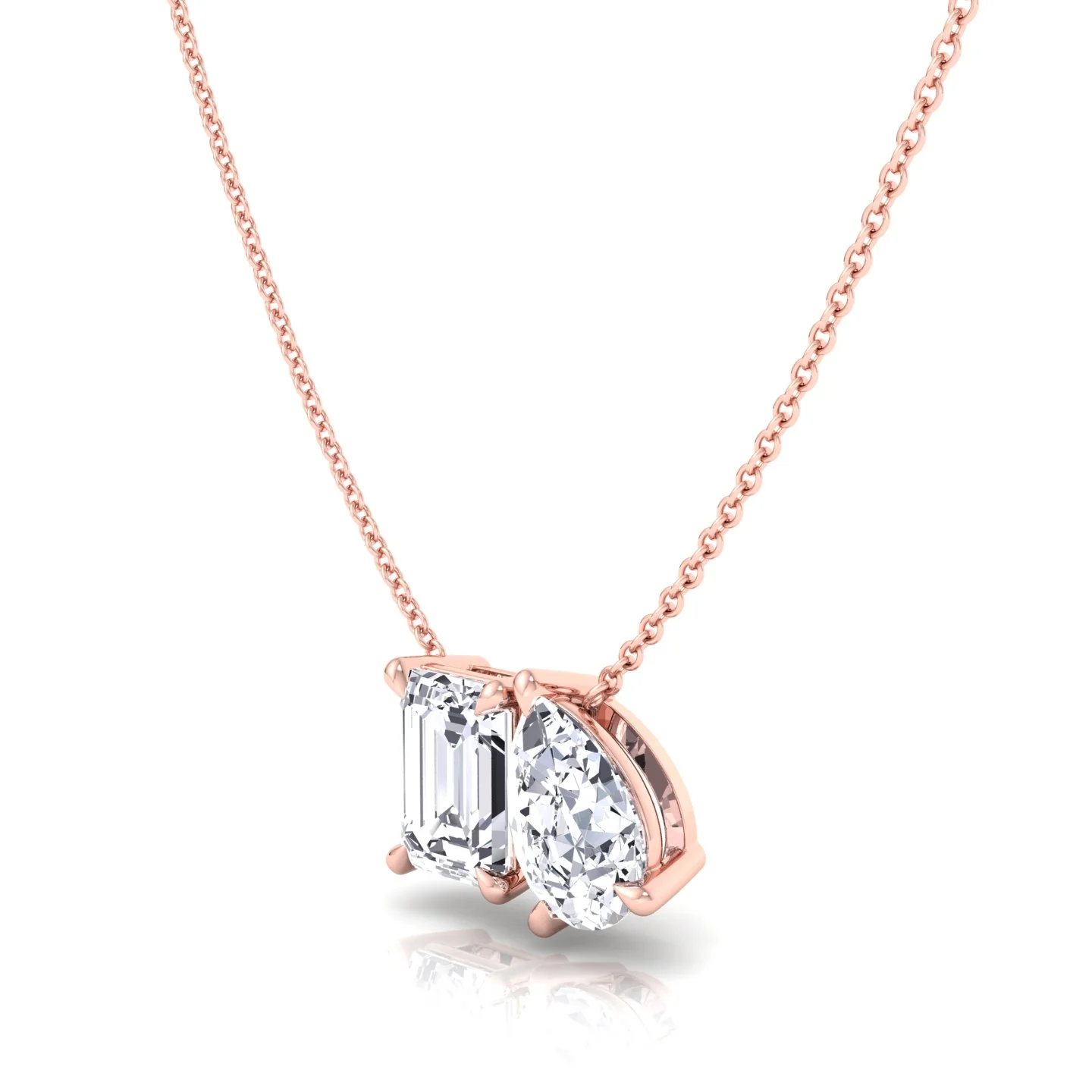 Toi Et Moi Emerald & Pear Shape Lab Grown Diamond Pendant - Image 13