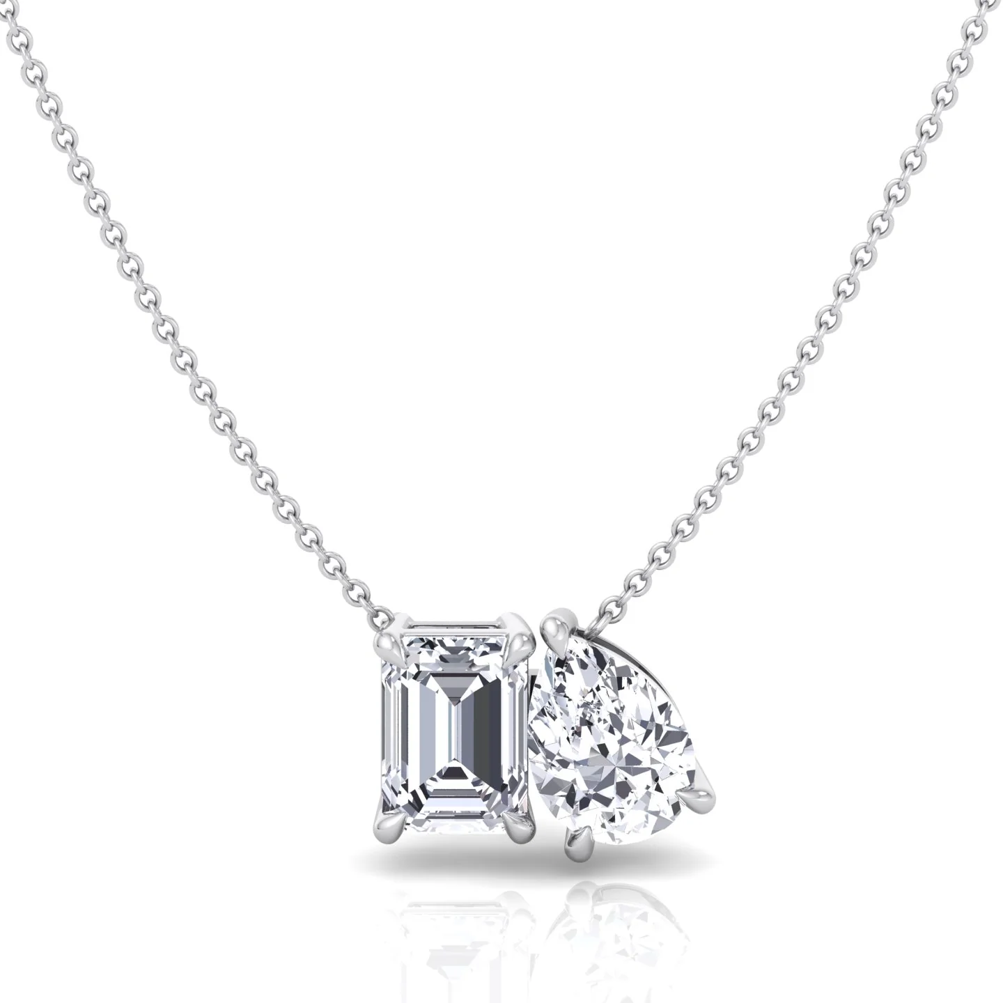 Toi Et Moi Emerald & Pear Shape Lab Grown Diamond Pendant - Image 4