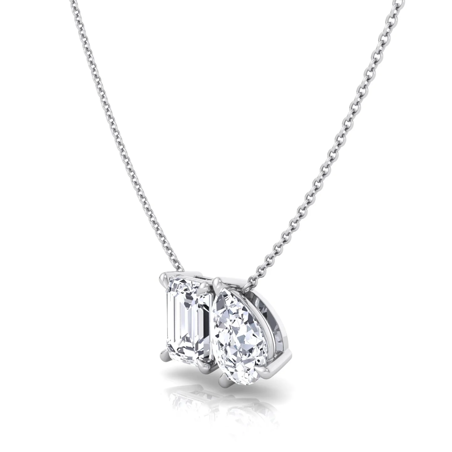 Toi Et Moi Emerald & Pear Shape Lab Grown Diamond Pendant - Image 5