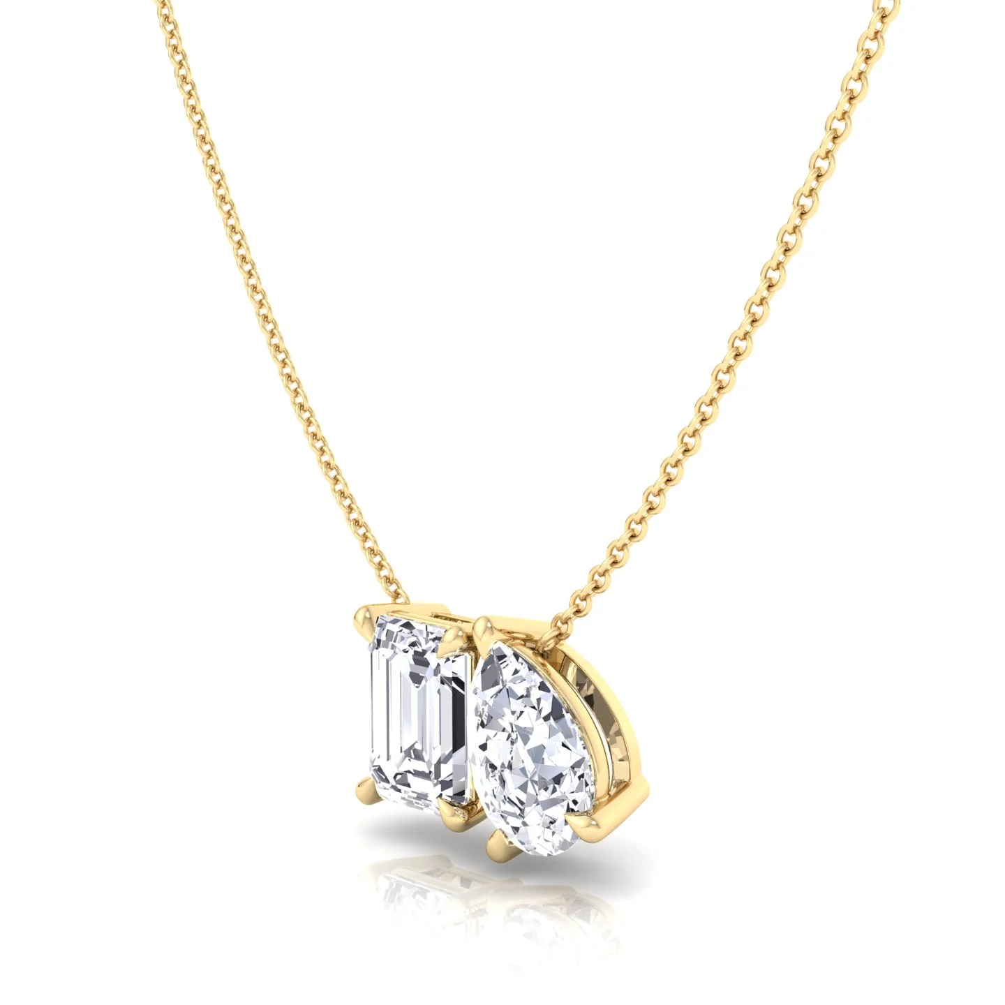 Toi Et Moi Emerald & Pear Shape Lab Grown Diamond Pendant - Image 9