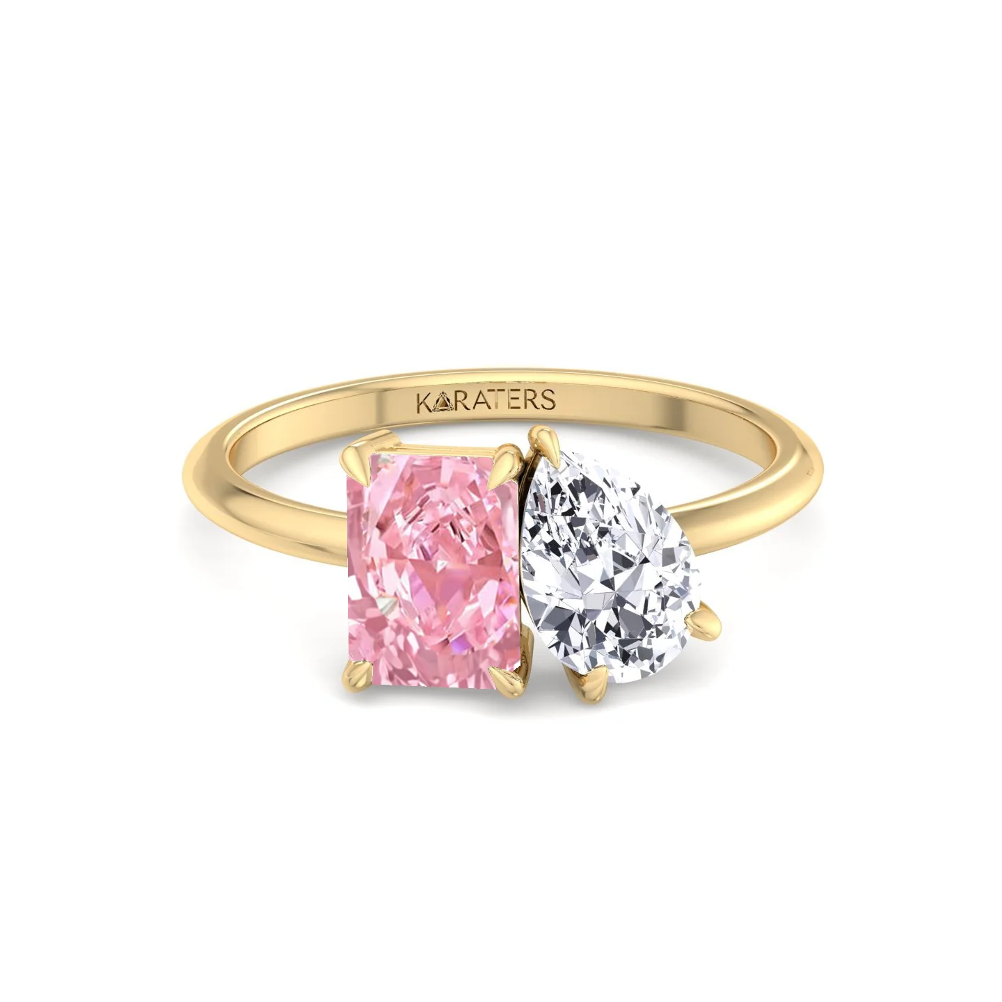 Toi Et Moi Fancy Pink Radiant Cut & Pear Shape Lab Grown Diamond Engagement Ring - Image 5