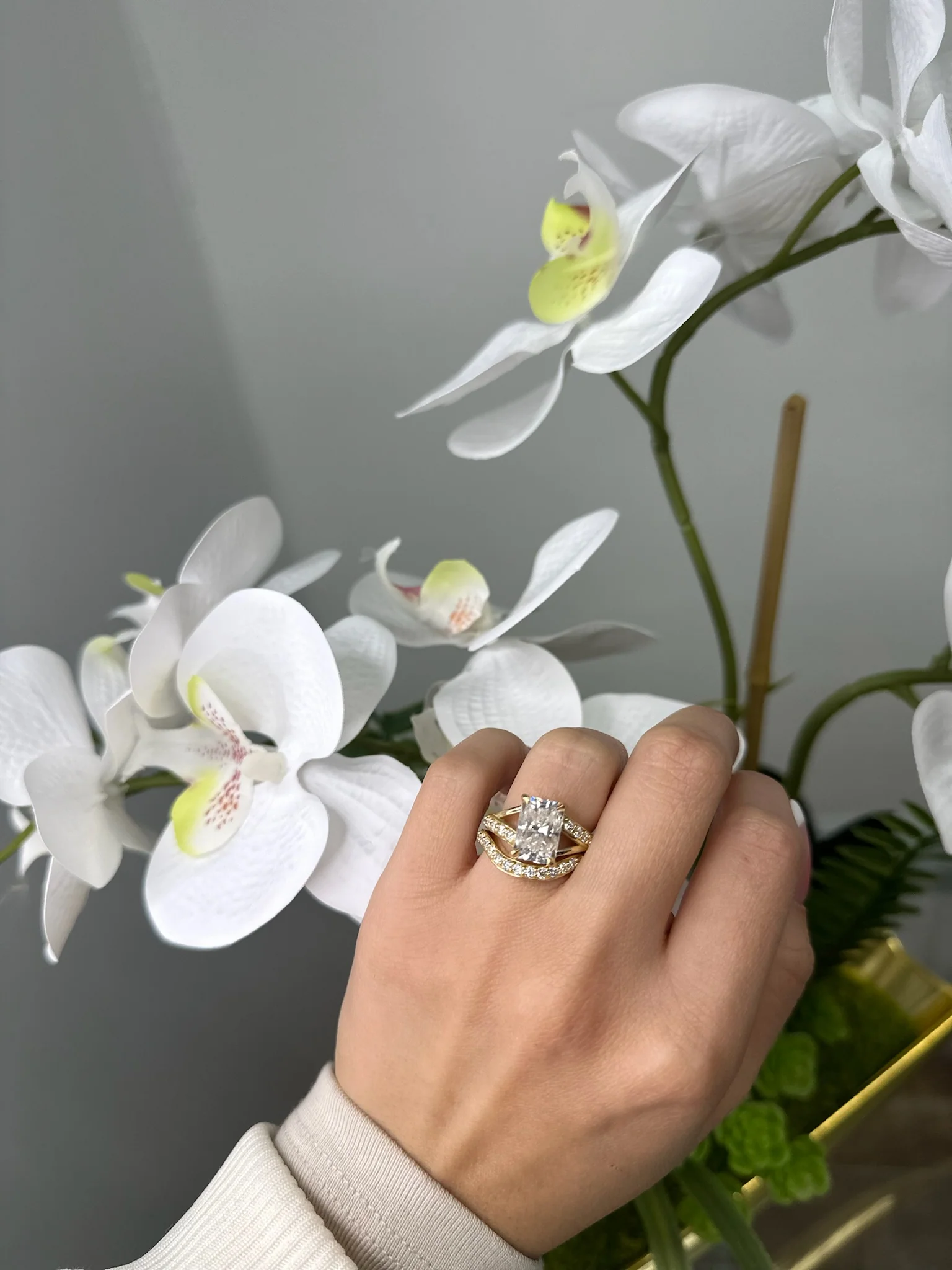 Radiant Cut Lab Grown Diamond Engagement Ring with Sidestones - Image 11