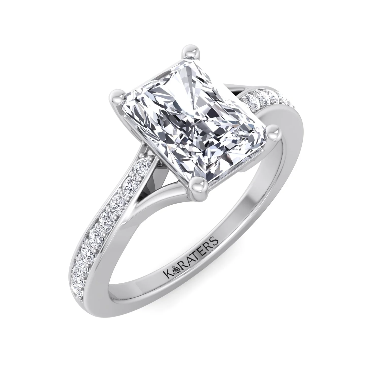Radiant Cut Lab Grown Diamond Engagement Ring with Sidestones - Image 6