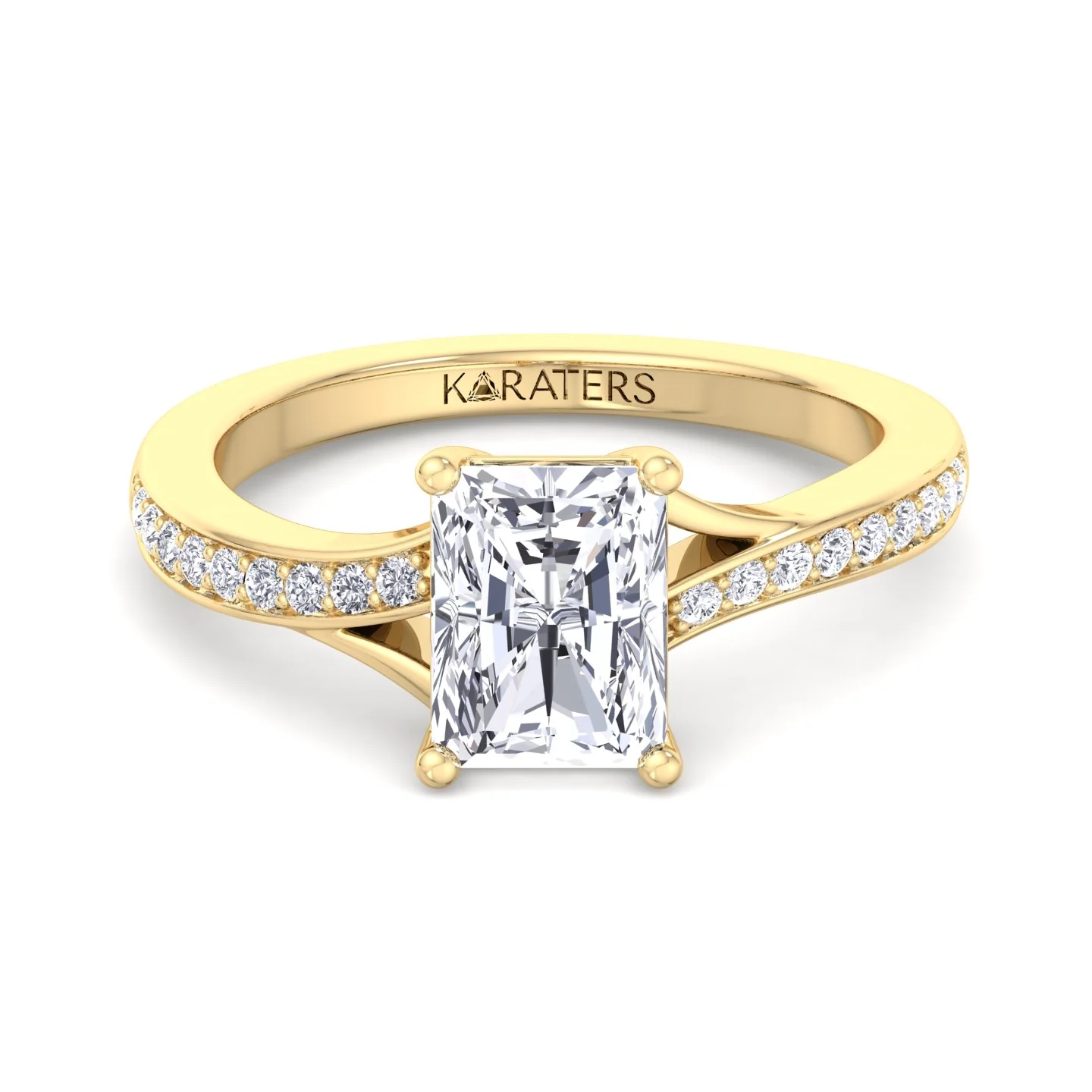 Radiant Cut Lab Grown Diamond Engagement Ring with Sidestones - Image 7