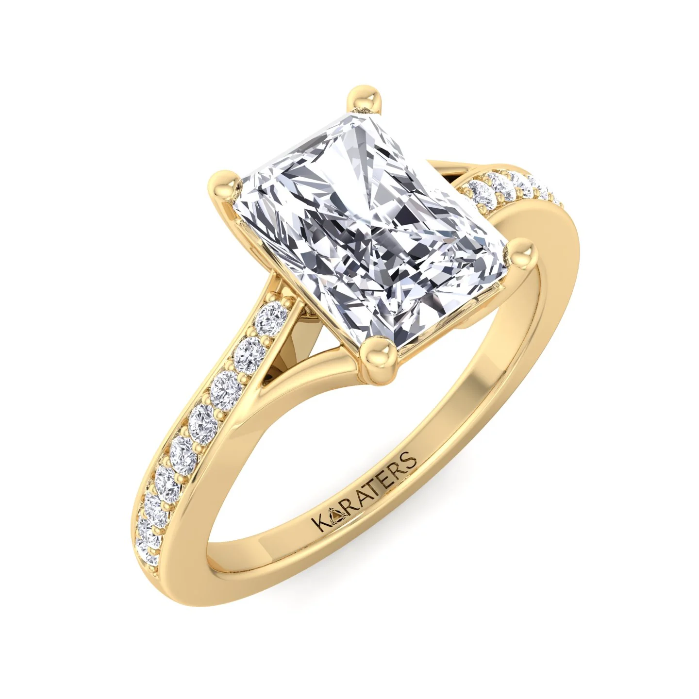 Radiant Cut Lab Grown Diamond Engagement Ring with Sidestones - Image 9