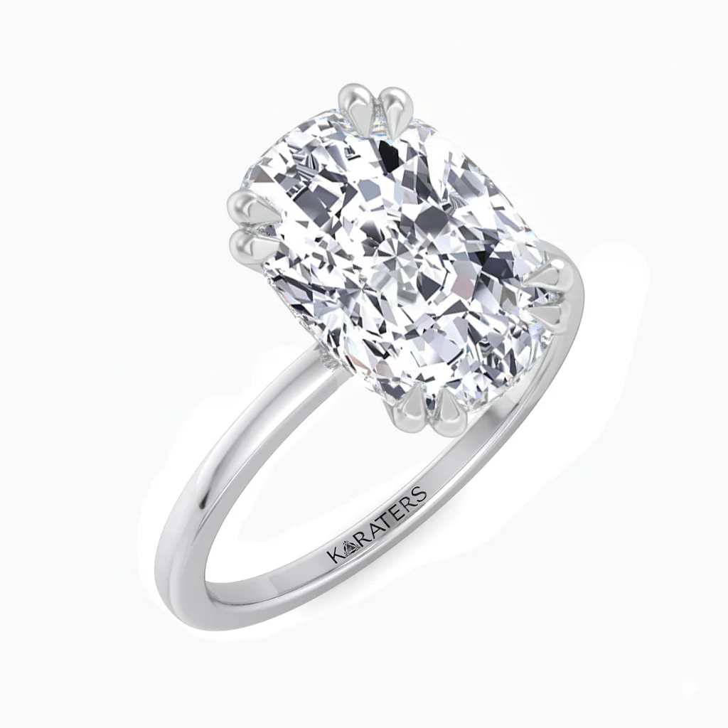 Elongated Cushion Cut Solitaire Lab Grown Diamond Engagement Ring - Image 3