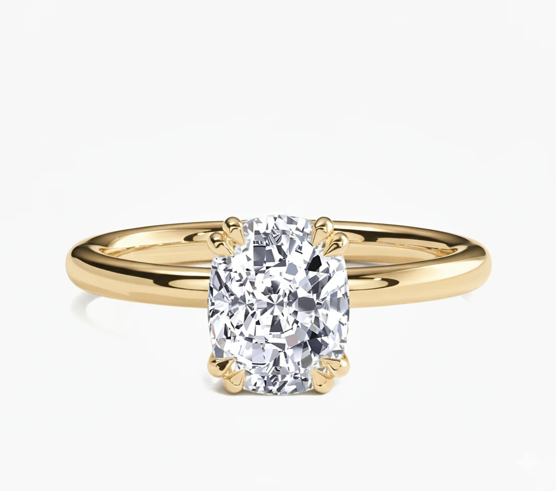 Elongated Cushion Cut Solitaire Lab Grown Diamond Engagement Ring - Image 4