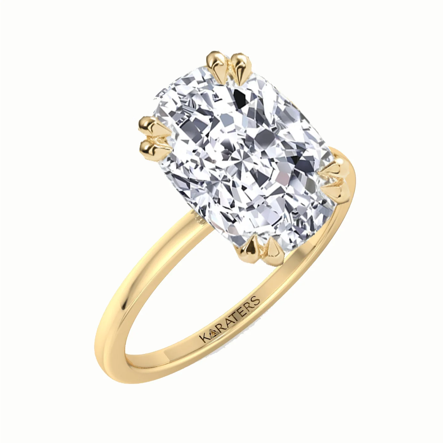 Elongated Cushion Cut Solitaire Lab Grown Diamond Engagement Ring - Image 5