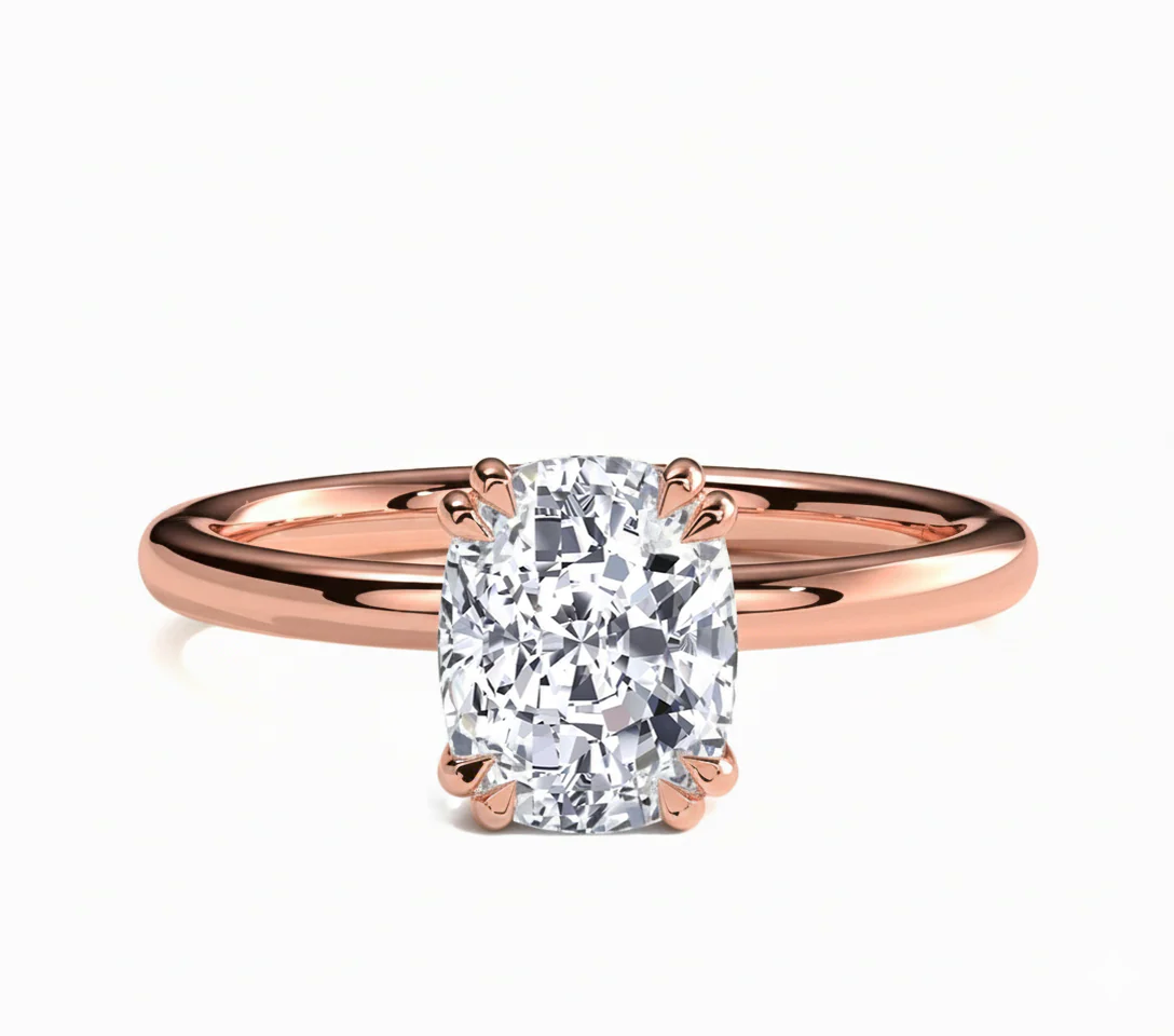 Elongated Cushion Cut Solitaire Lab Grown Diamond Engagement Ring - Image 6
