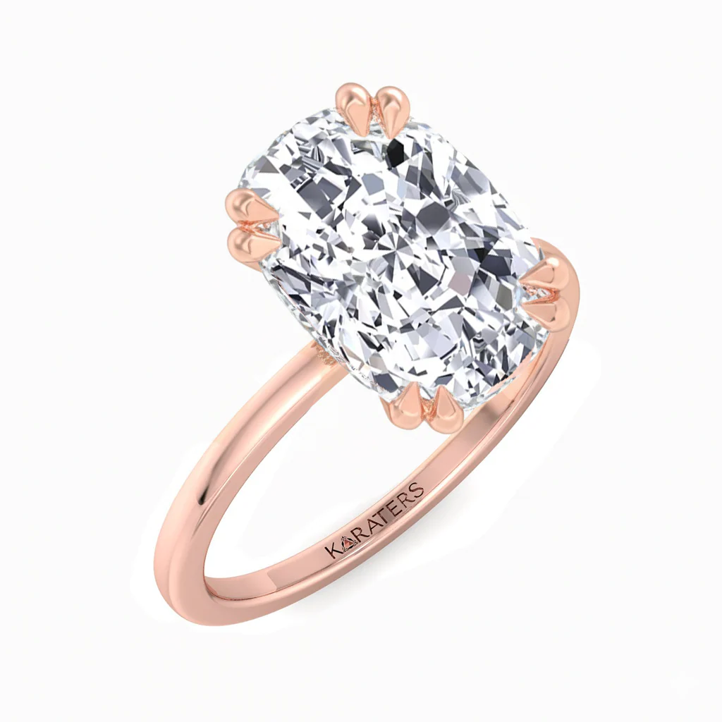 Elongated Cushion Cut Solitaire Lab Grown Diamond Engagement Ring - Image 7