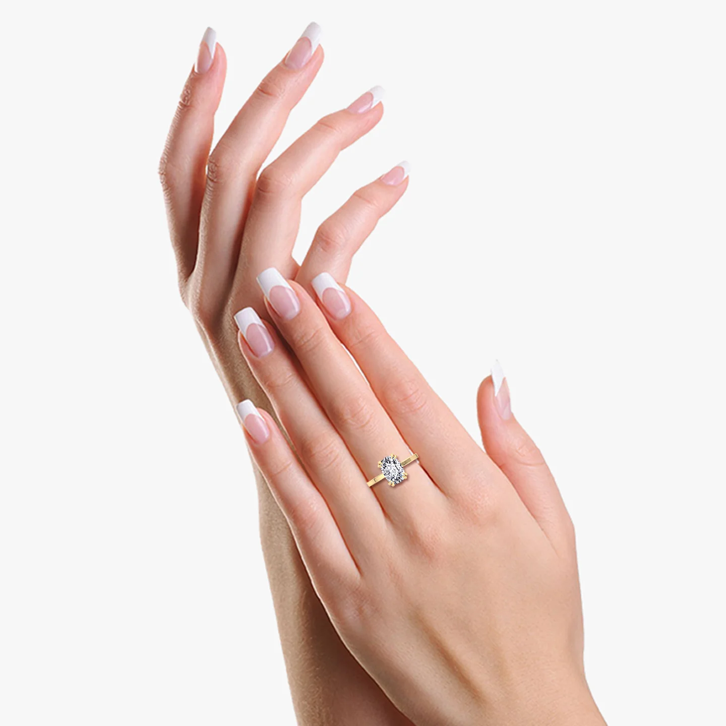 Elongated Cushion Cut Solitaire Lab Grown Diamond Engagement Ring - Image 8