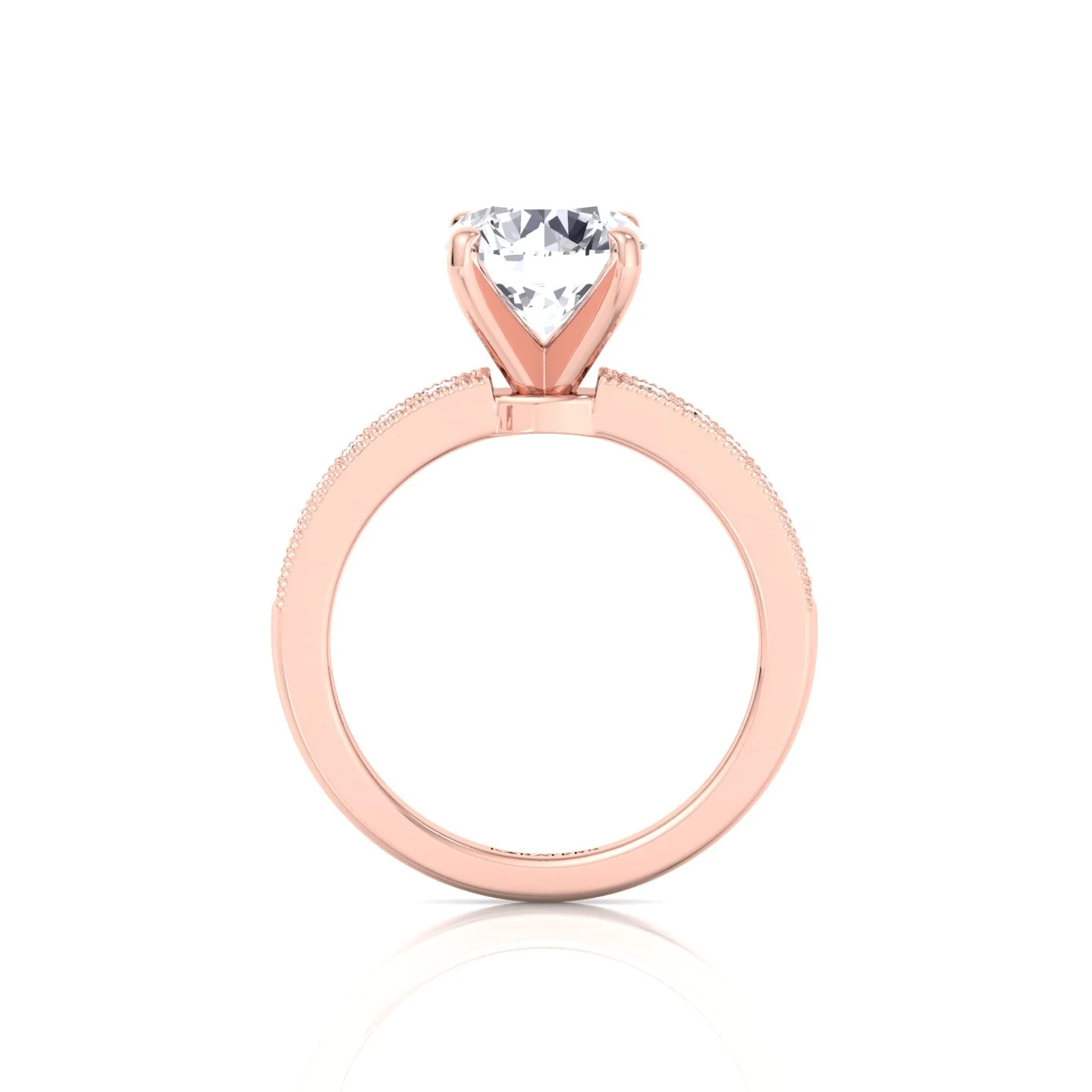 Vintage Round Shape Lab Grown Diamond Engagement Ring with Channel Set Side Stones - Image 14