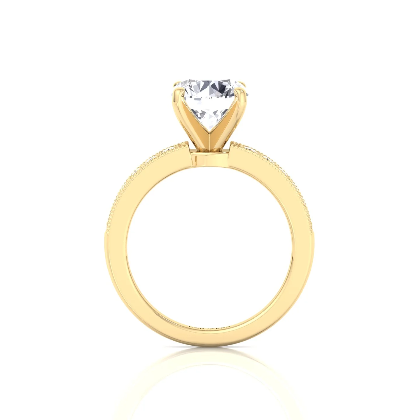 Vintage Round Shape Lab Grown Diamond Engagement Ring with Channel Set Side Stones - Image 9