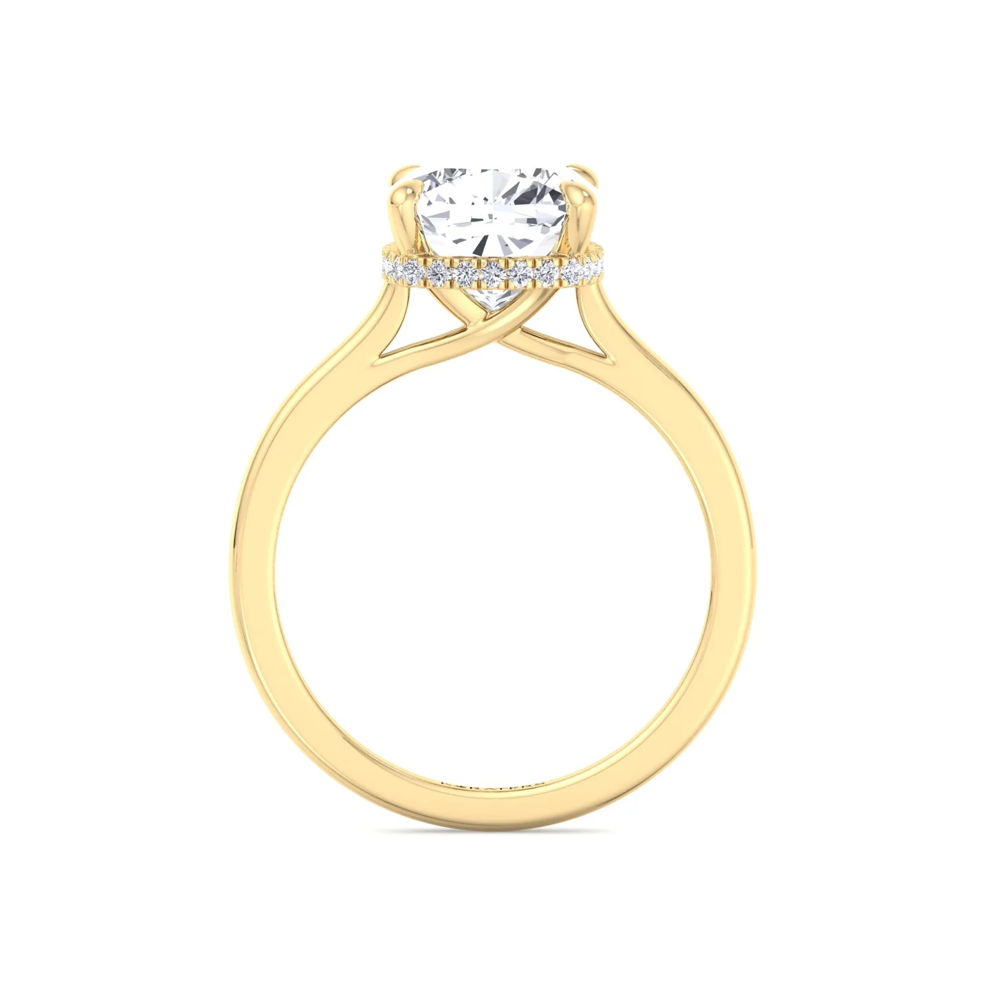 Cushion Cut Lab Grown Diamond Solitaire Engagement Ring with Hidden Halo - Image 11