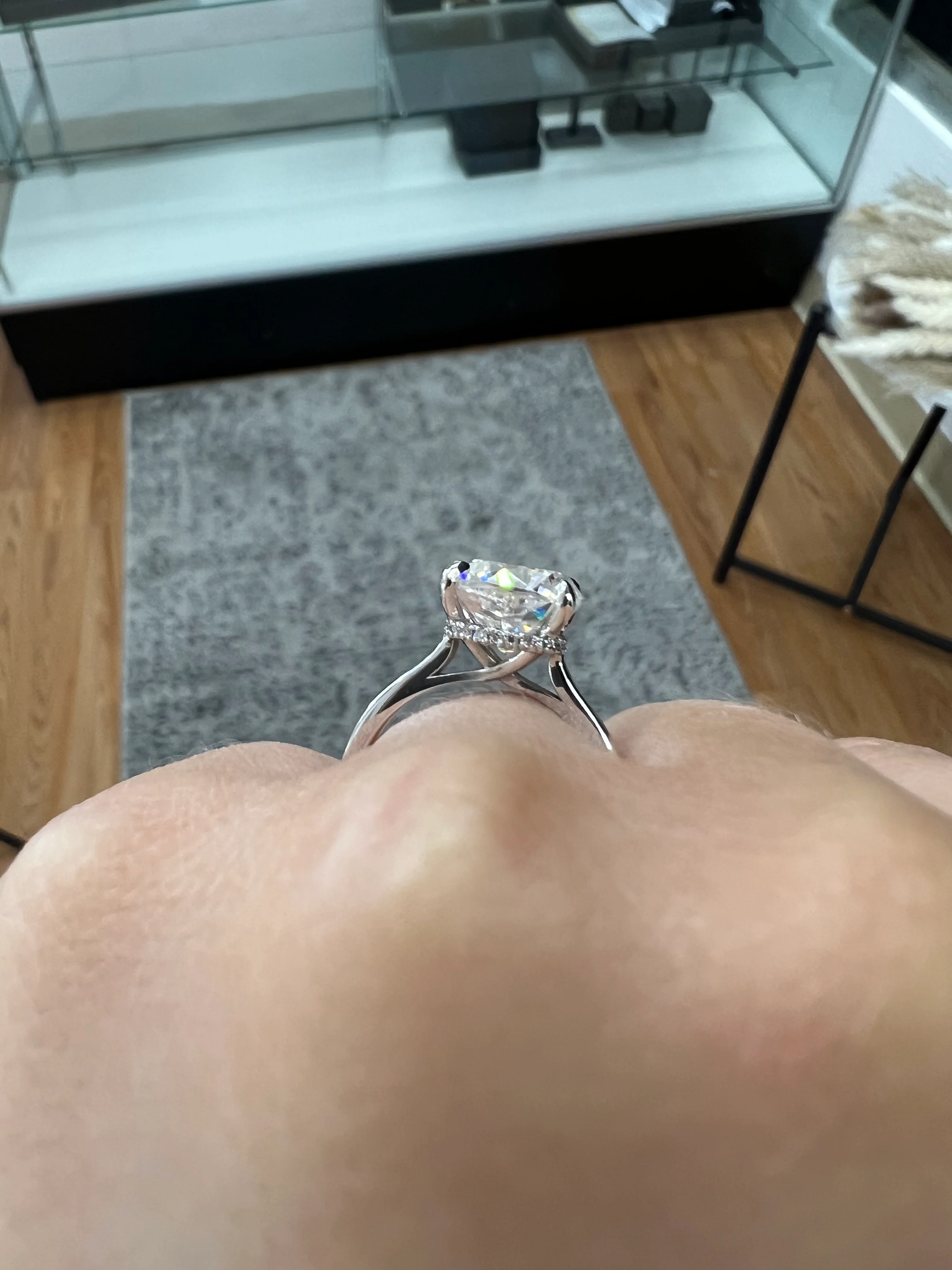 Cushion Cut Lab Grown Diamond Solitaire Engagement Ring with Hidden Halo - Image 3