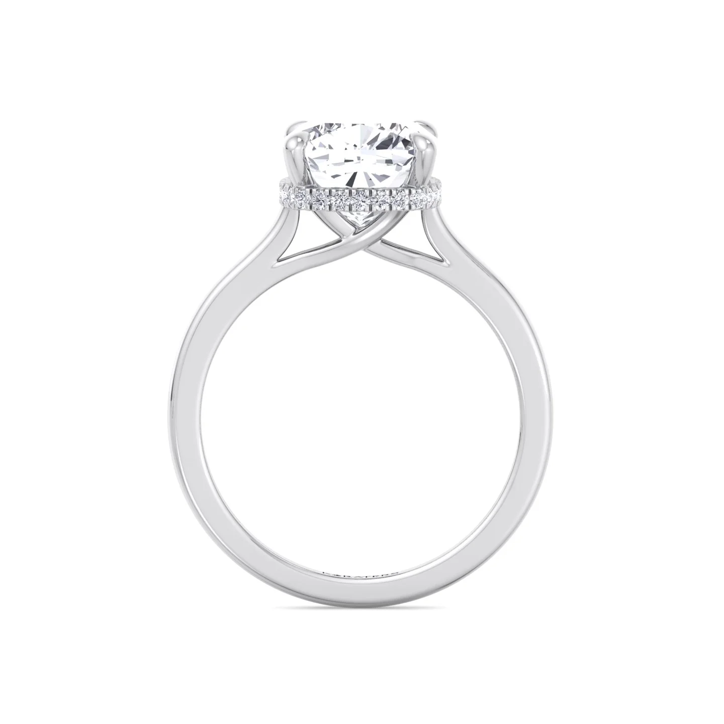 Cushion Cut Lab Grown Diamond Solitaire Engagement Ring with Hidden Halo - Image 7