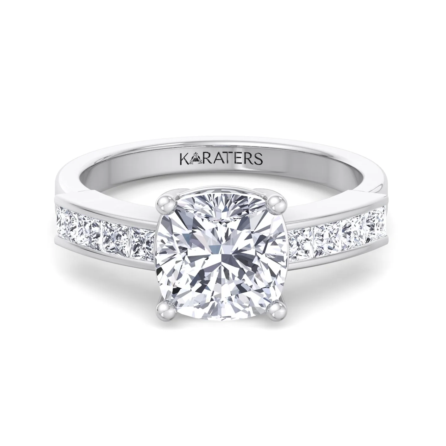 Cushion Cut Lab Grown Diamond Engagement Ring with SideStones - Image 3