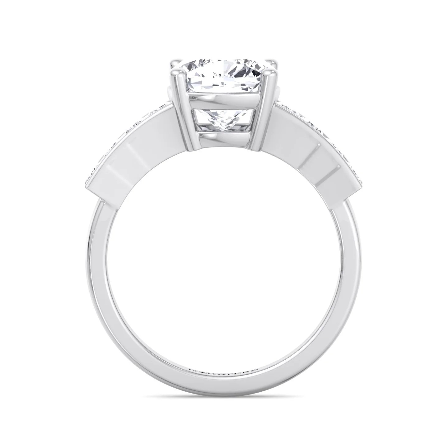 Cushion Cut Lab Grown Diamond Engagement Ring with SideStones - Image 4