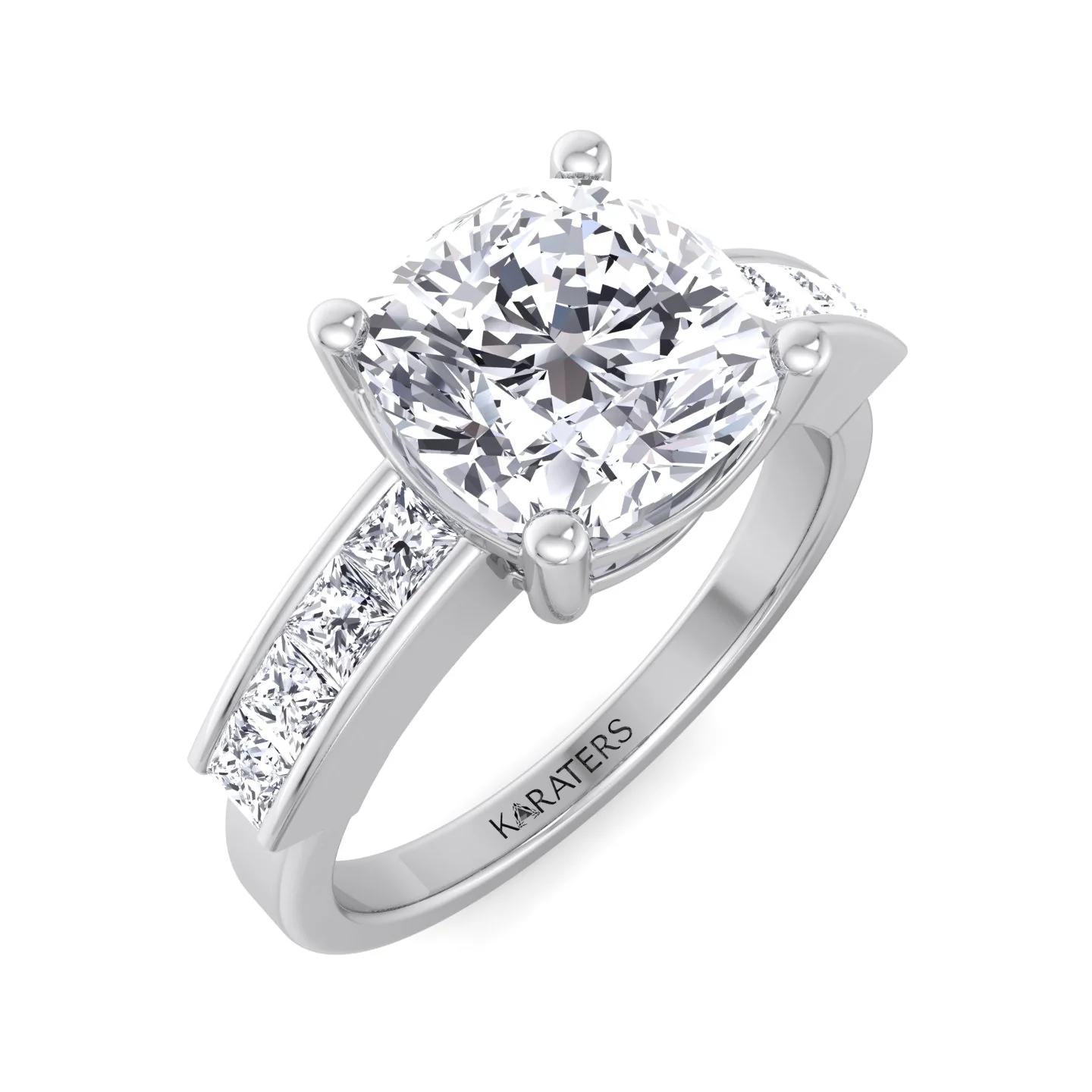 Cushion Cut Lab Grown Diamond Engagement Ring with SideStones - Image 5