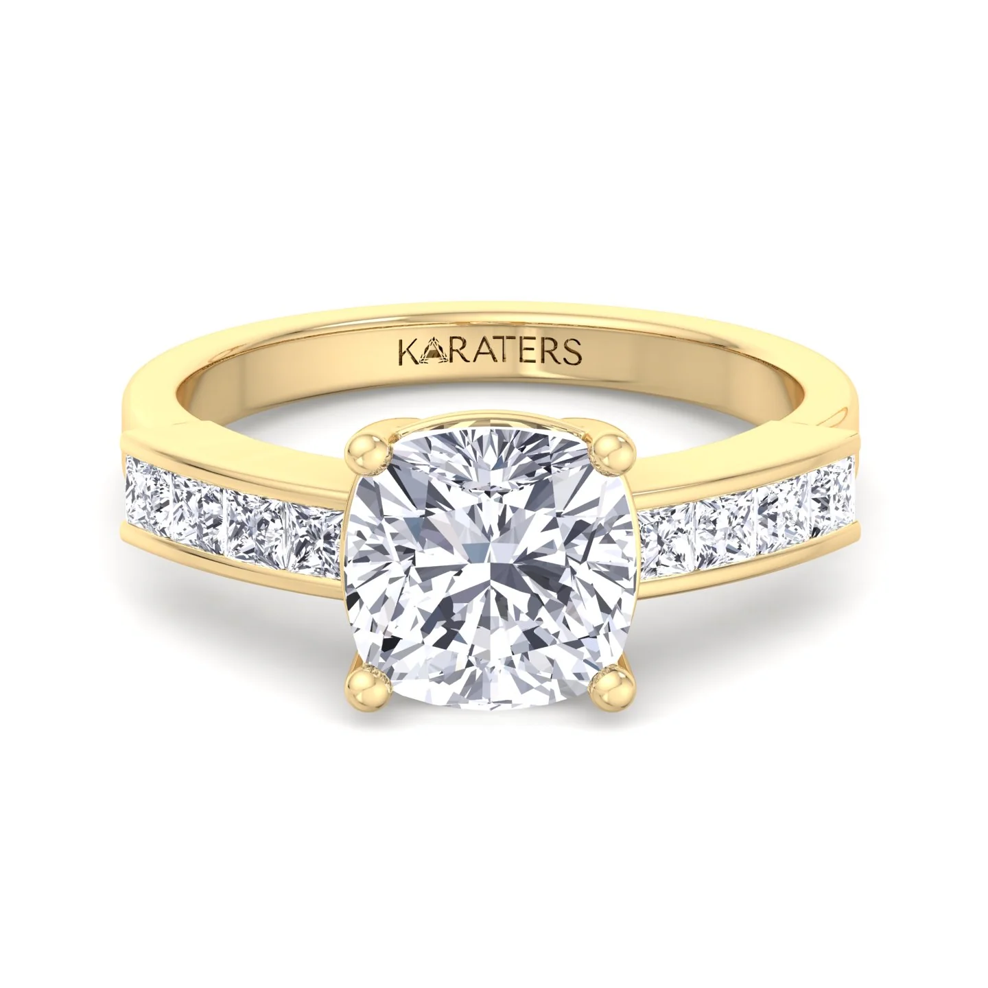 Cushion Cut Lab Grown Diamond Engagement Ring with SideStones - Image 6