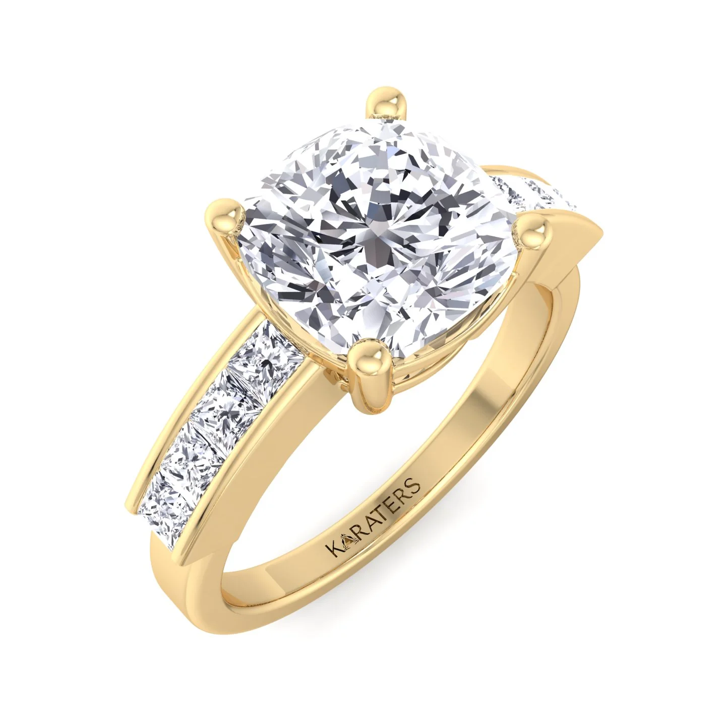 Cushion Cut Lab Grown Diamond Engagement Ring with SideStones - Image 8